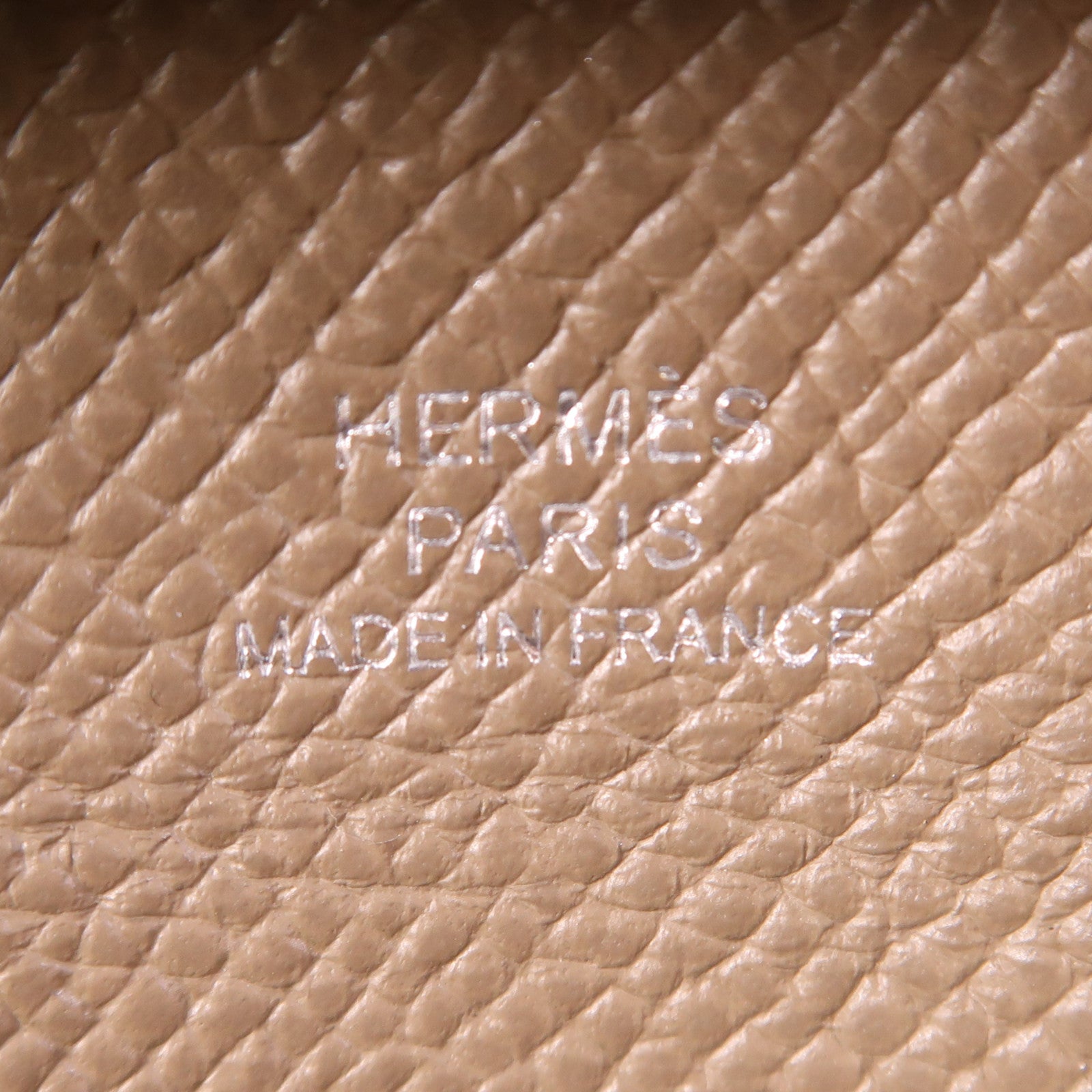 HERMES Epsom皮革Bastia Coins銀扣零錢包Etoupe大象灰色