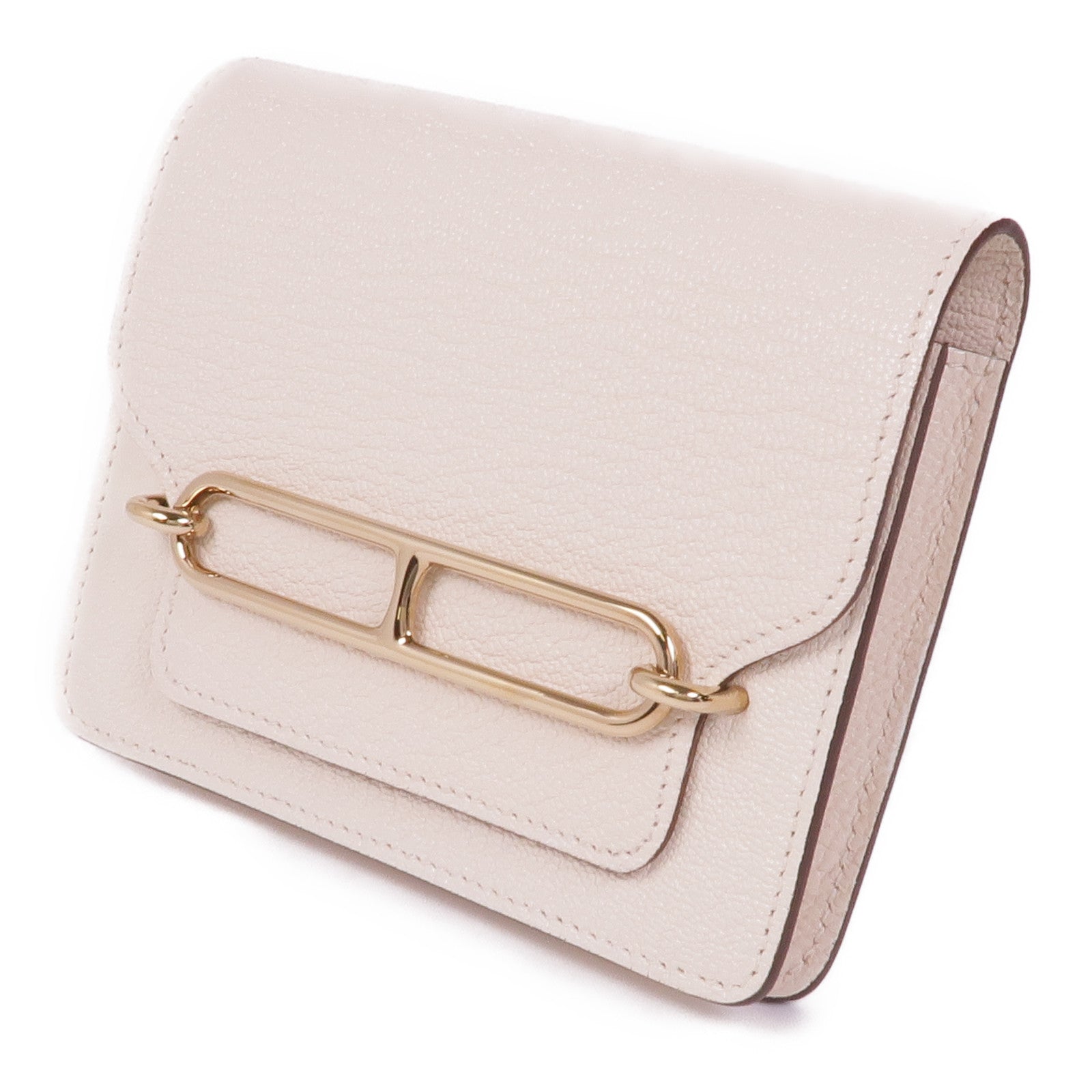 HERMES Chevre皮革Roulis Slim銀扣錢包Nata