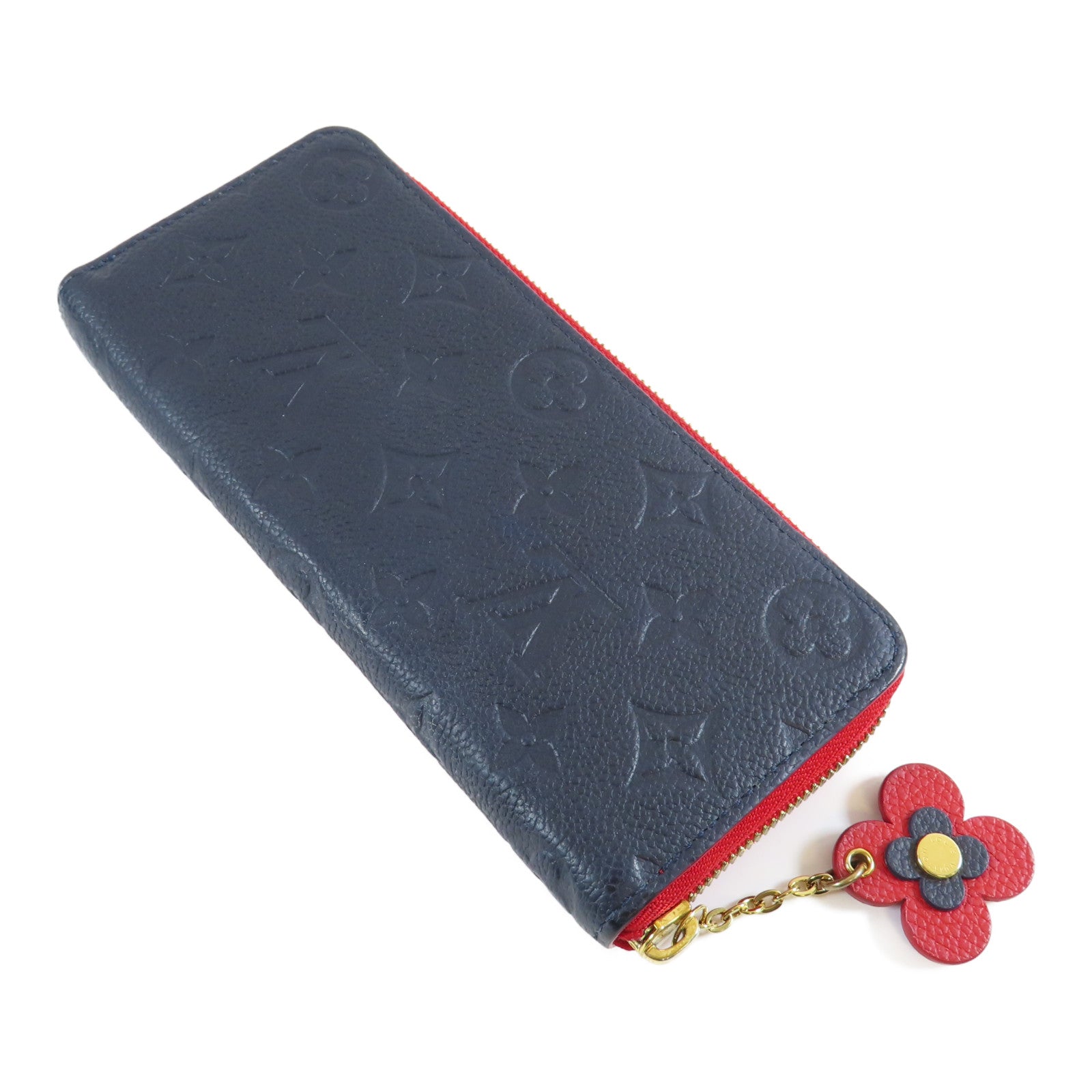LOUIS VUITTON **【激減優惠】Monogram Empreinte Long Wallet金扣長錢包深藍色/紅色