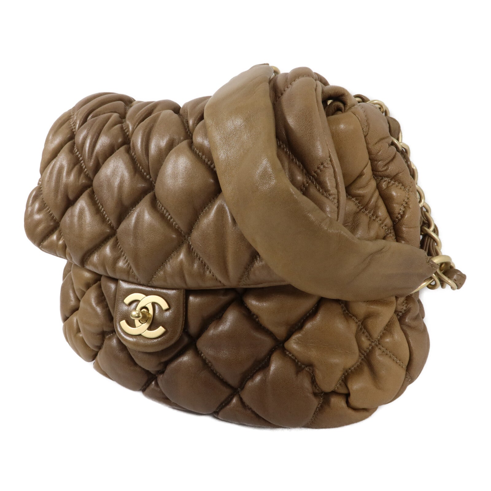 CHANEL 牛皮皮革Bubble Quilted鏈帶肩背袋