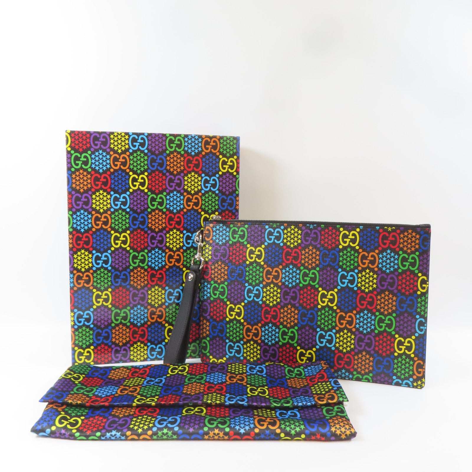 GUCCI 【激減優惠】塗層帆布Clutch Bag銀扣手拿包黑色/彩色