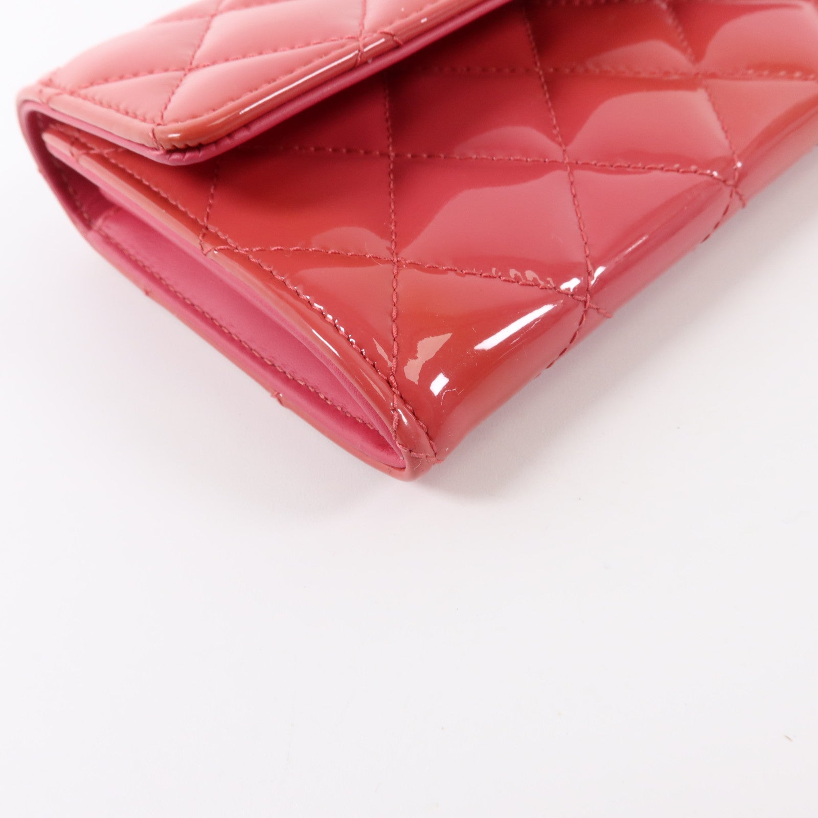 CHANEL 漆皮皮革Long Wallet銀扣長錢包