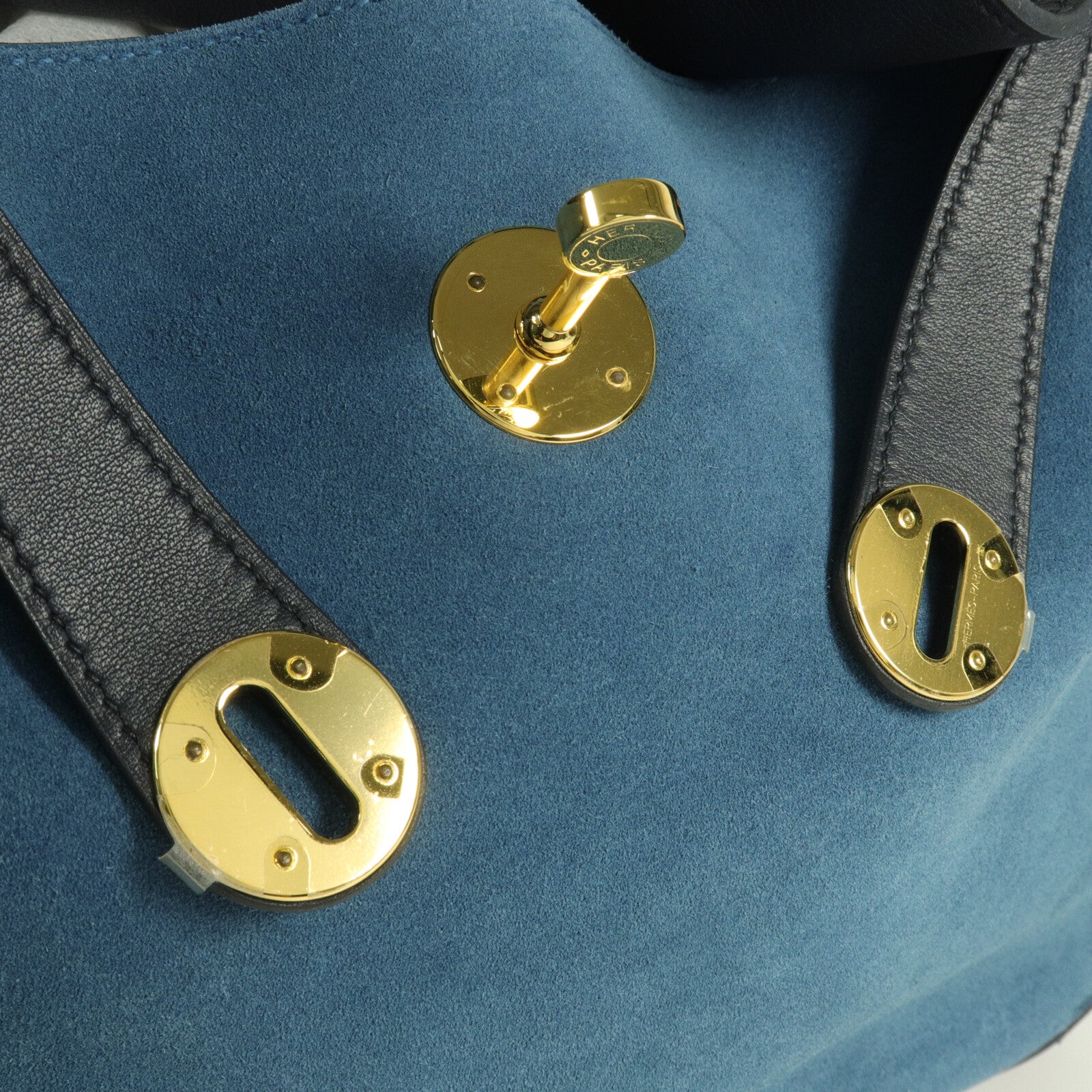 HERMES Suede皮革Lindy 30手挽肩背兩用袋Bleu Nuit