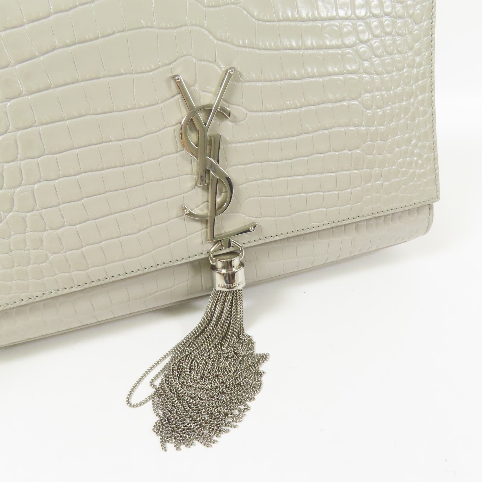 SAINT LAURENT 牛皮皮革Kate Tassel銀扣鏈帶肩背袋
