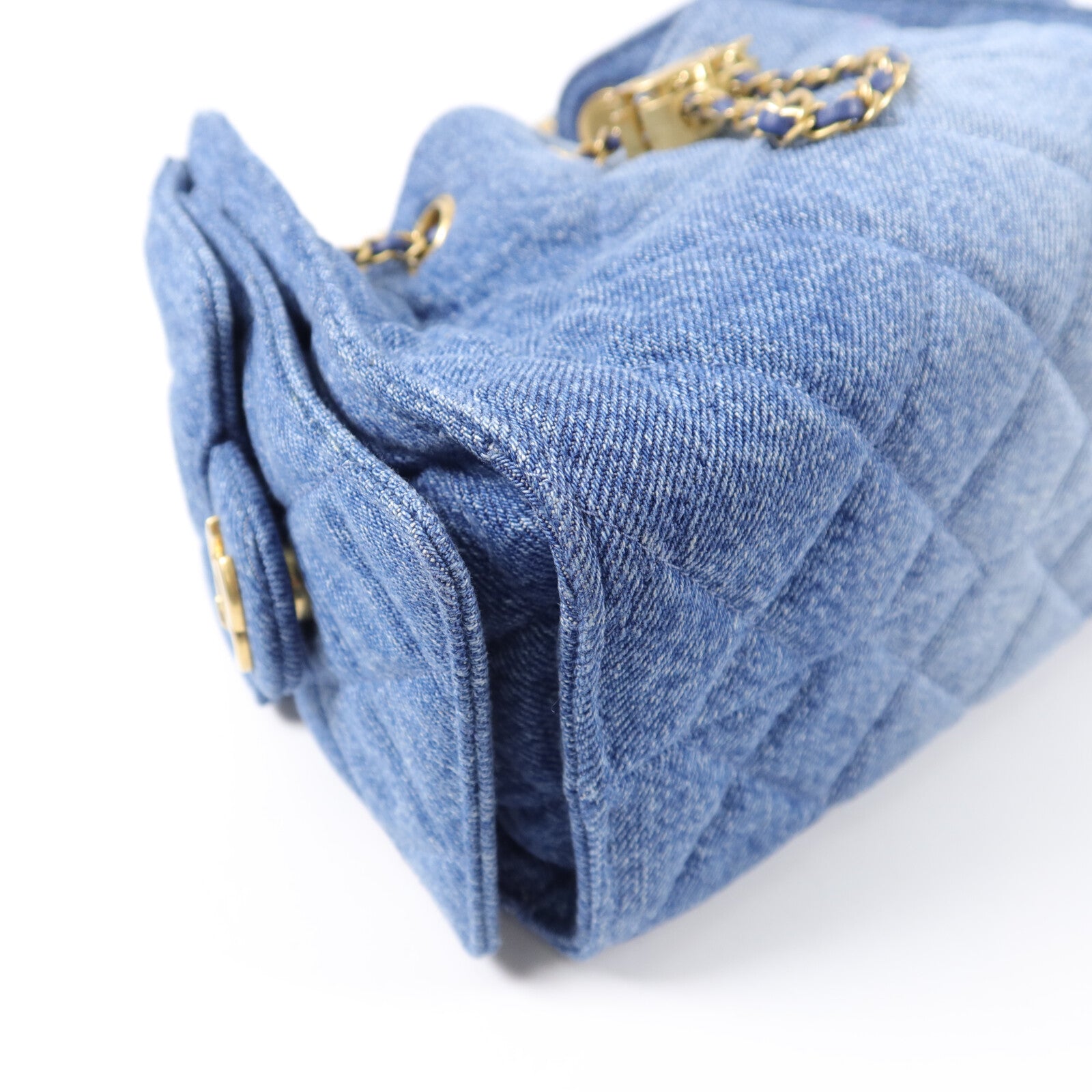 CHANEL 牛仔布Chanel 25 Mini鏈帶肩背袋