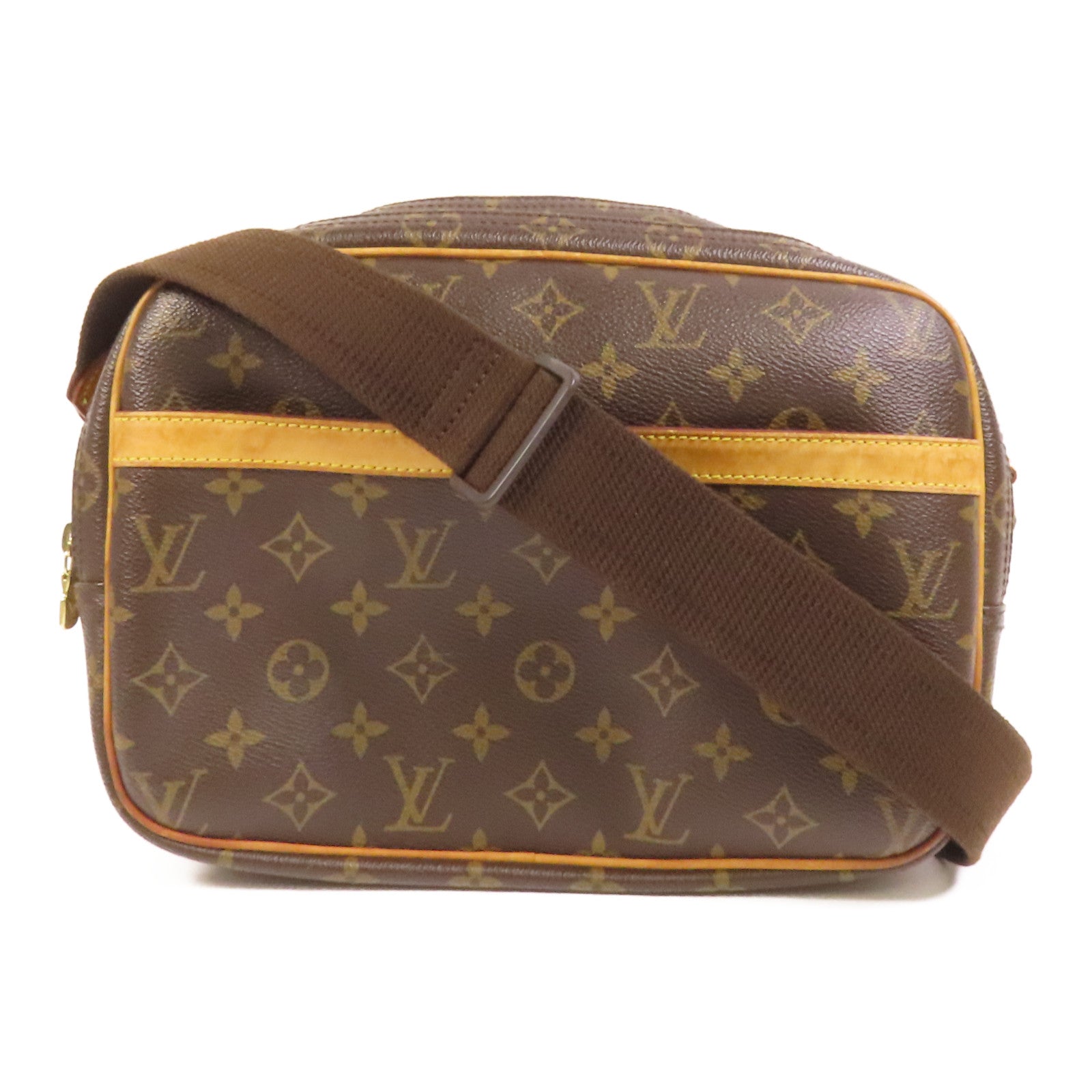 LOUIS VUITTON 【激減優惠】Monogram Reporter PM金扣肩背袋棕色
