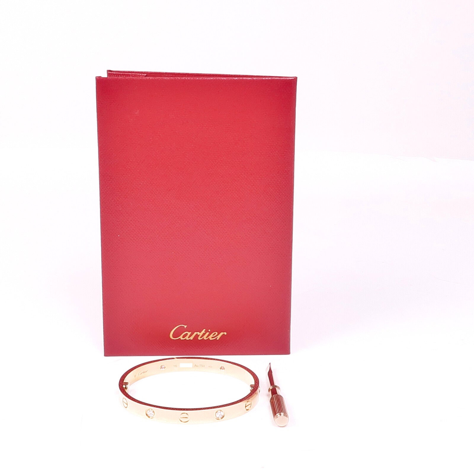 CARTIER 18K玫瑰金Love Bracelet 4 Diamonds鑽石手鐲Cartier#16