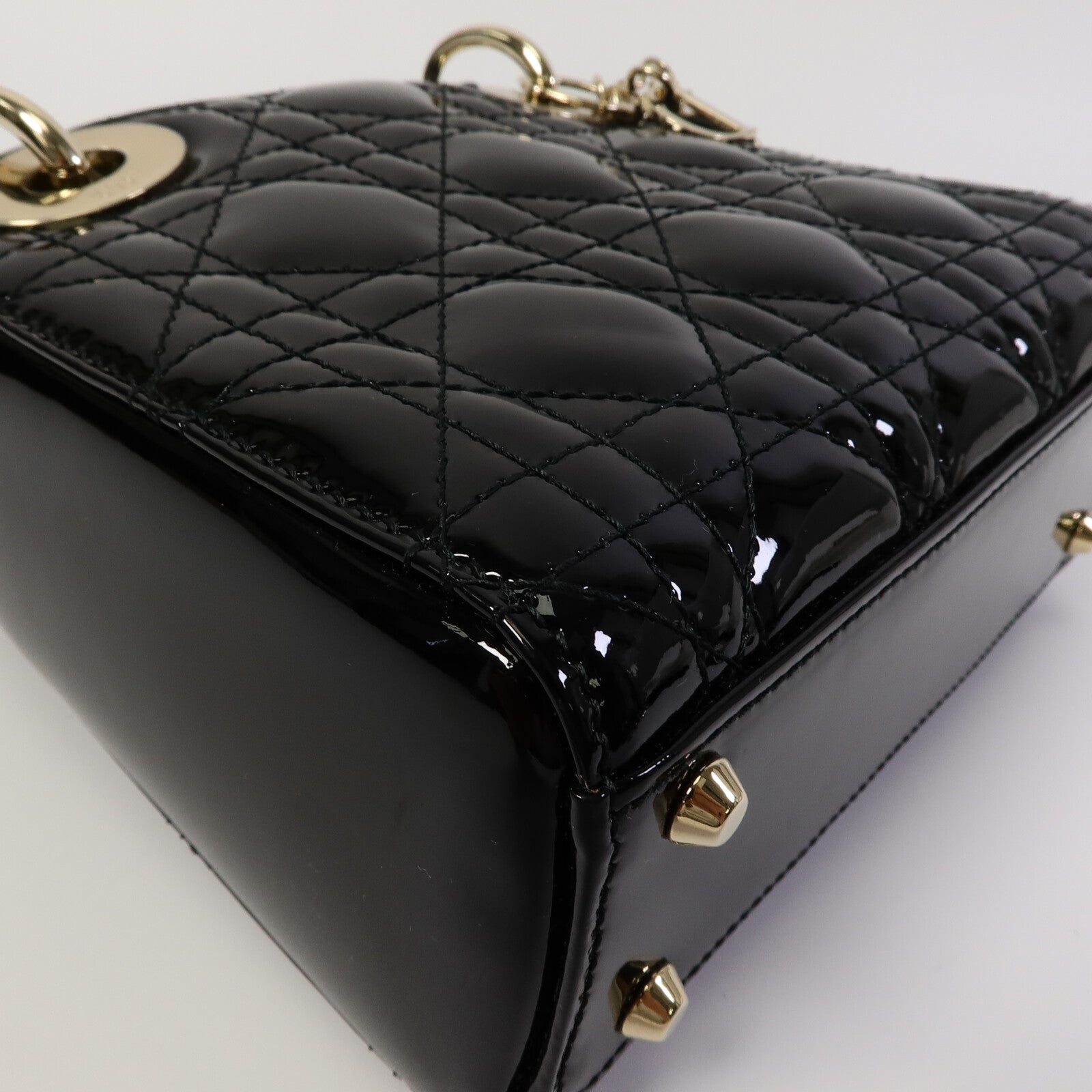 Dior 漆皮皮革Lady Dior Mini手挽肩背兩用袋