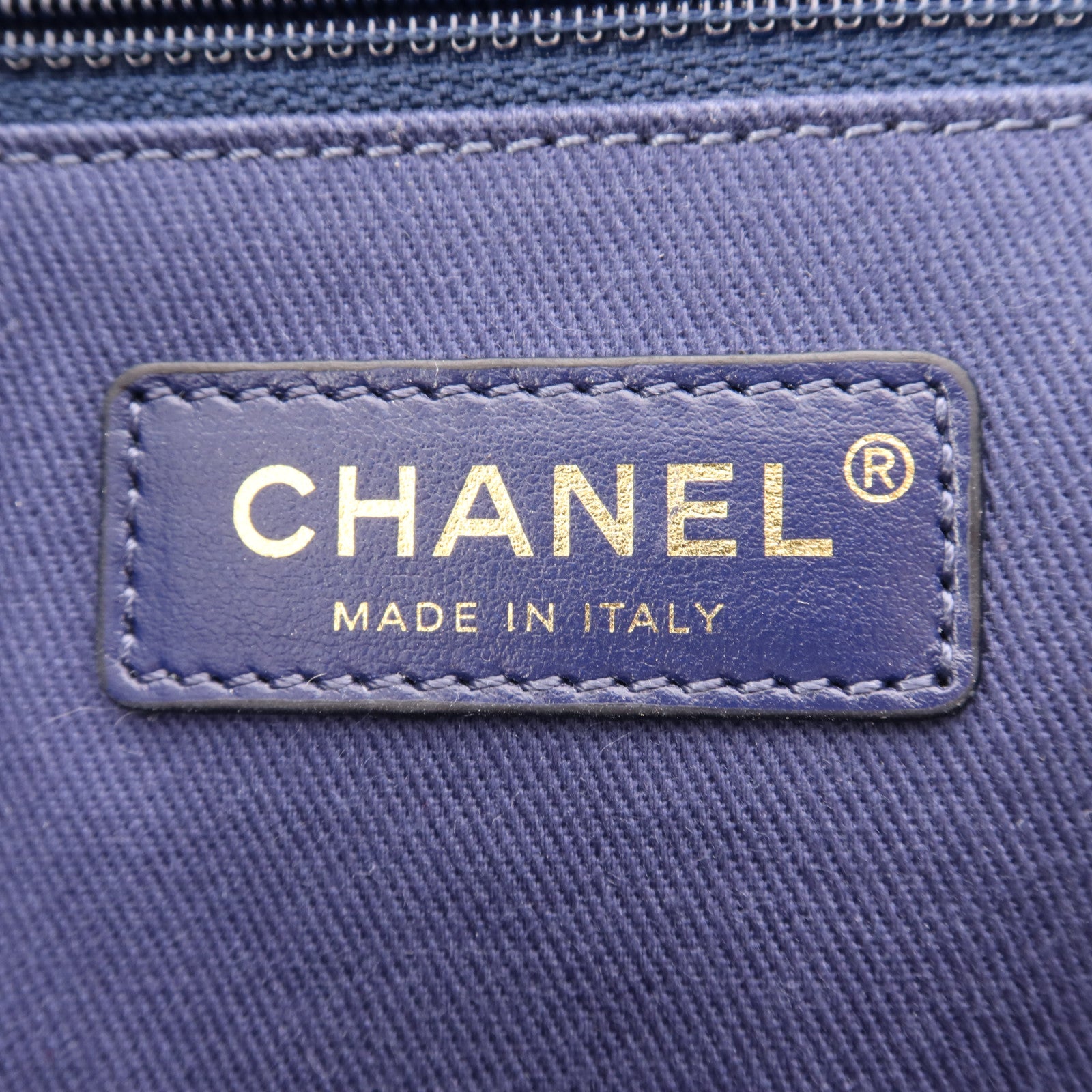 CHANEL 帆布Deauville Tote銀扣肩背袋