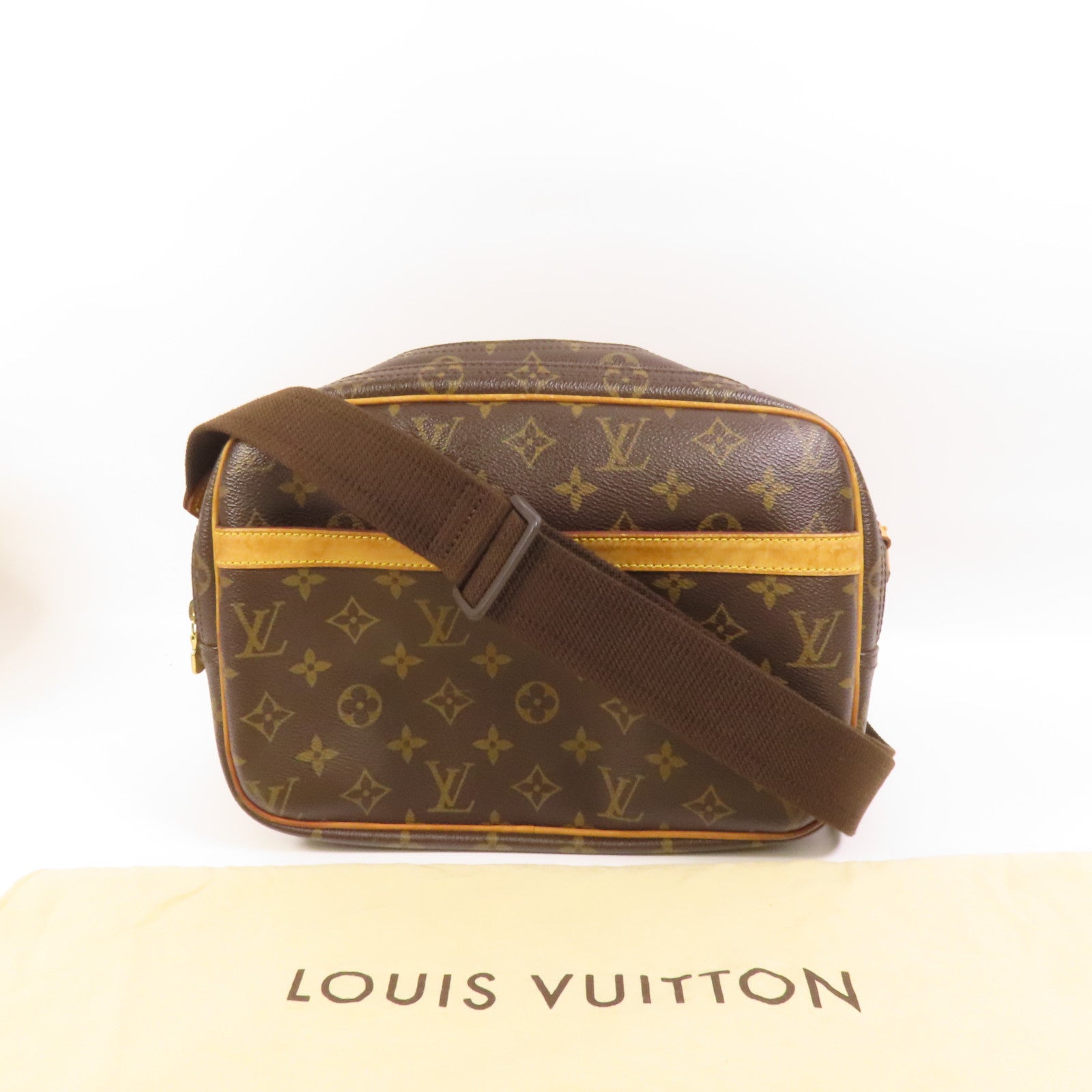 LOUIS VUITTON 【激減優惠】Monogram Reporter PM金扣肩背袋棕色