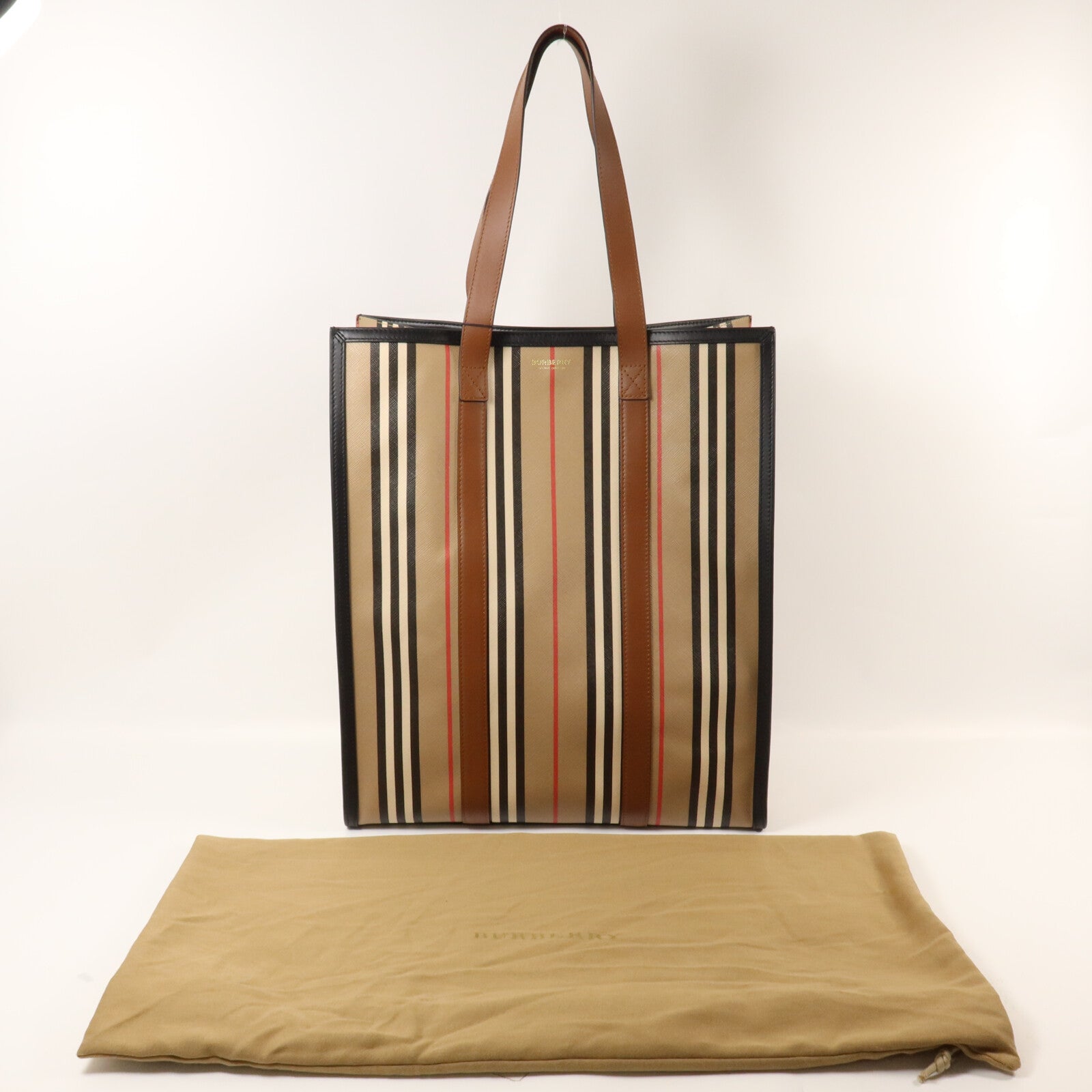 BURBERRY 塗層帆布Icon Stripe手挽袋