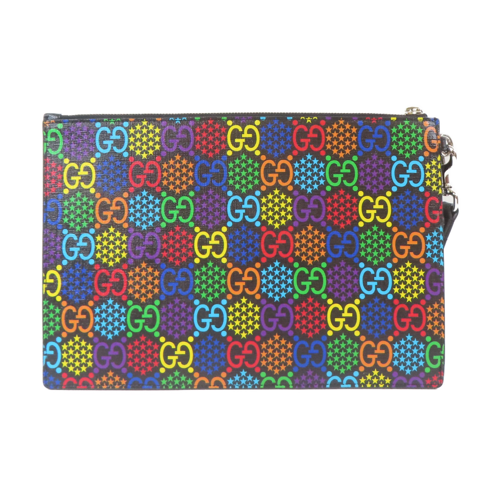 GUCCI 【激減優惠】塗層帆布Clutch Bag銀扣手拿包黑色/彩色