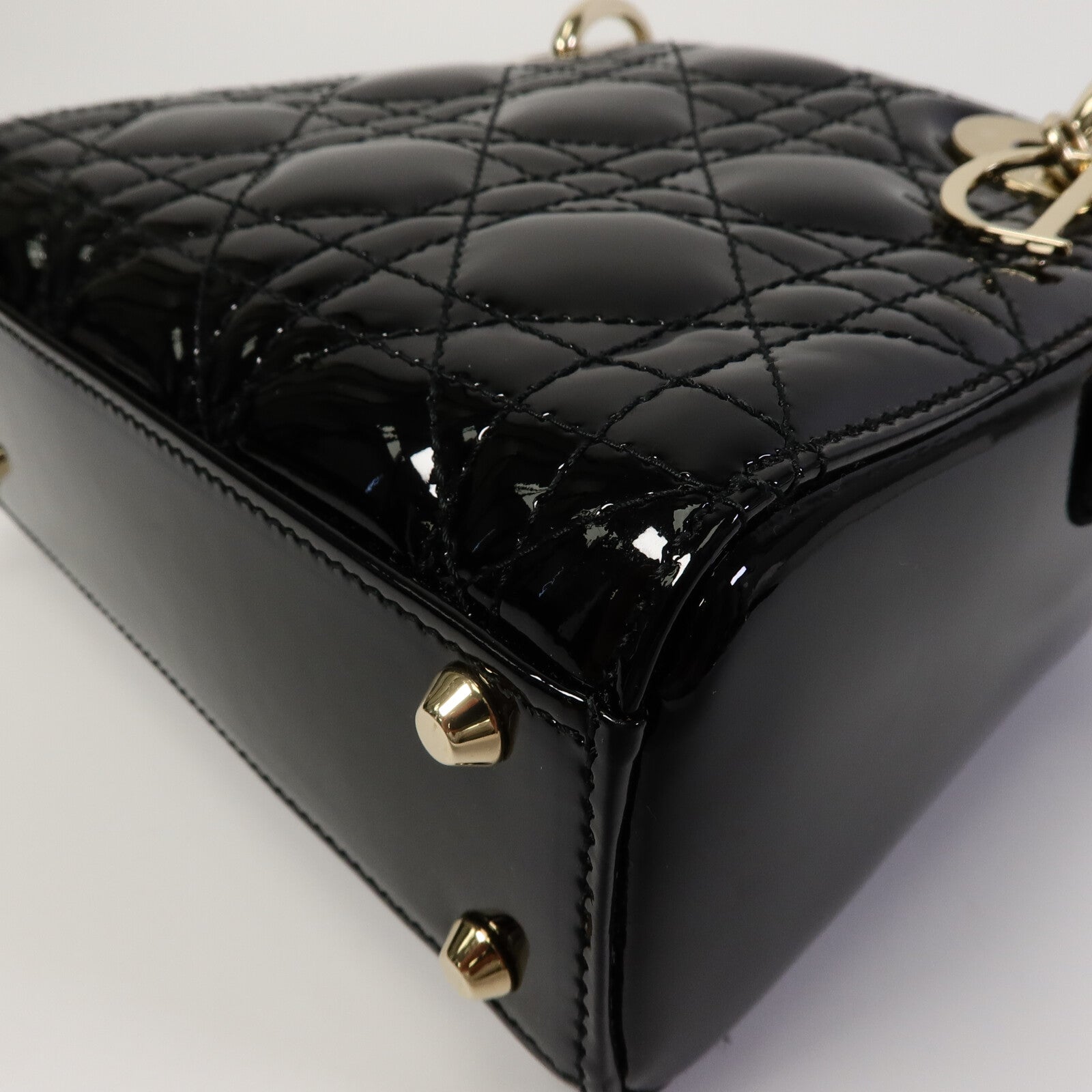 Dior 漆皮皮革Lady Dior Mini手挽肩背兩用袋