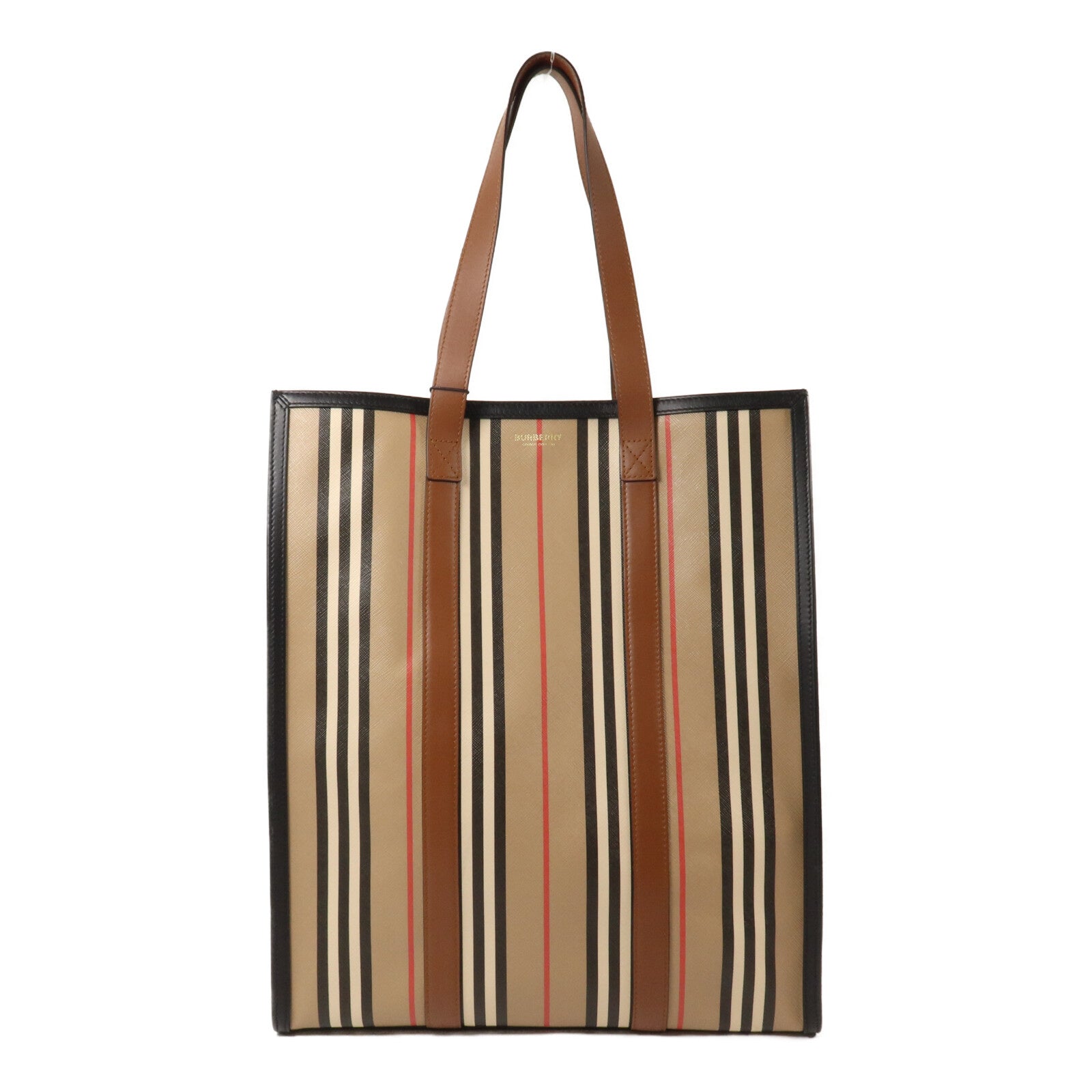 BURBERRY 塗層帆布Icon Stripe手挽袋
