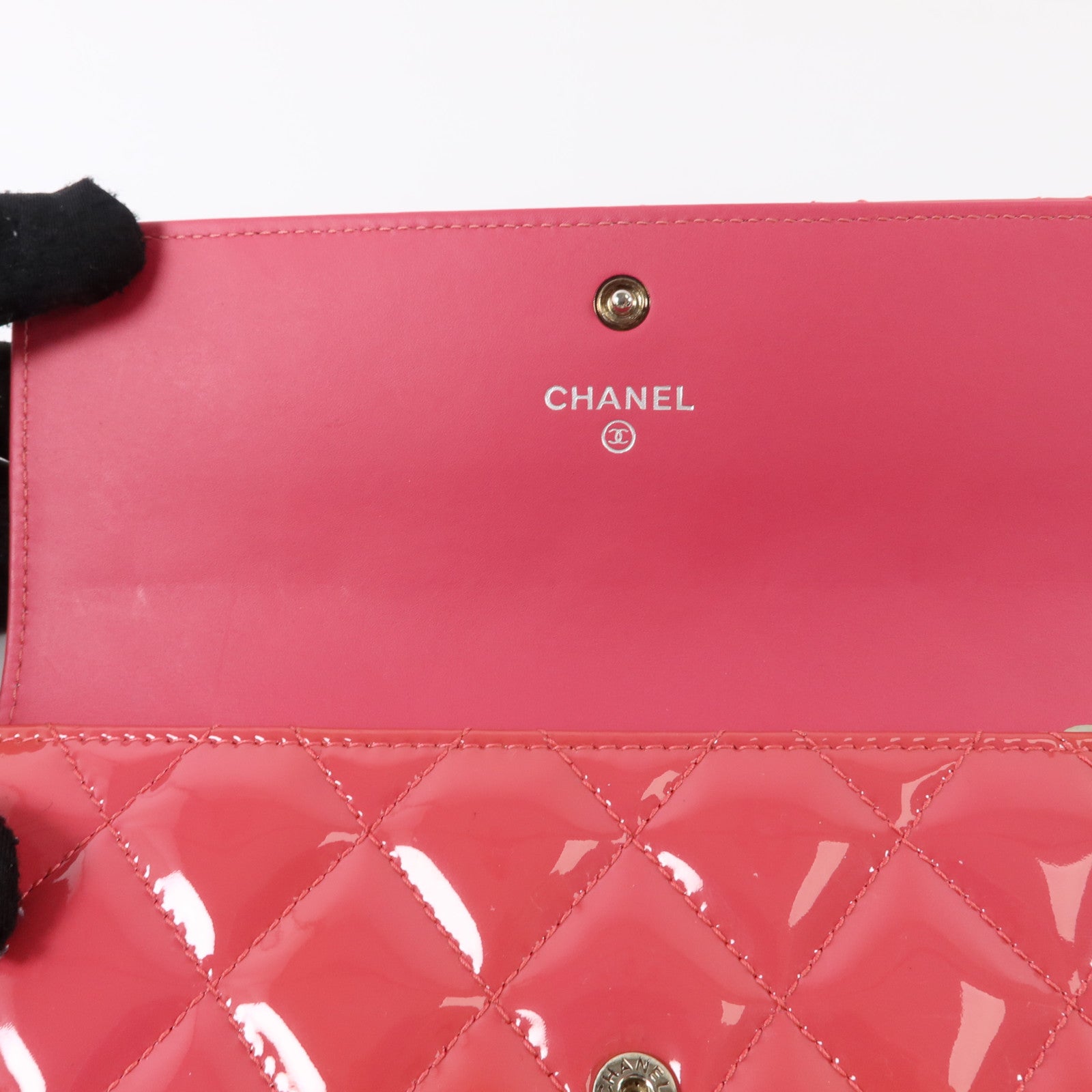 CHANEL 漆皮皮革Long Wallet銀扣長錢包