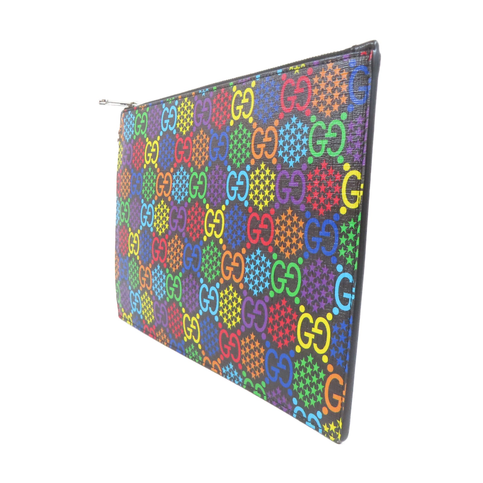 GUCCI 【激減優惠】塗層帆布Clutch Bag銀扣手拿包黑色/彩色
