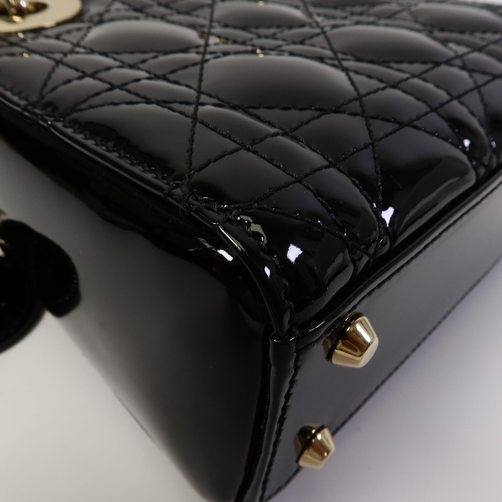 Dior 漆皮皮革Lady Dior Mini手挽肩背兩用袋