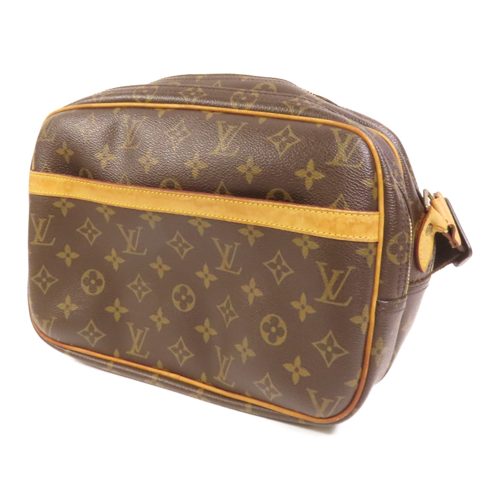 LOUIS VUITTON 【激減優惠】Monogram Reporter PM金扣肩背袋棕色