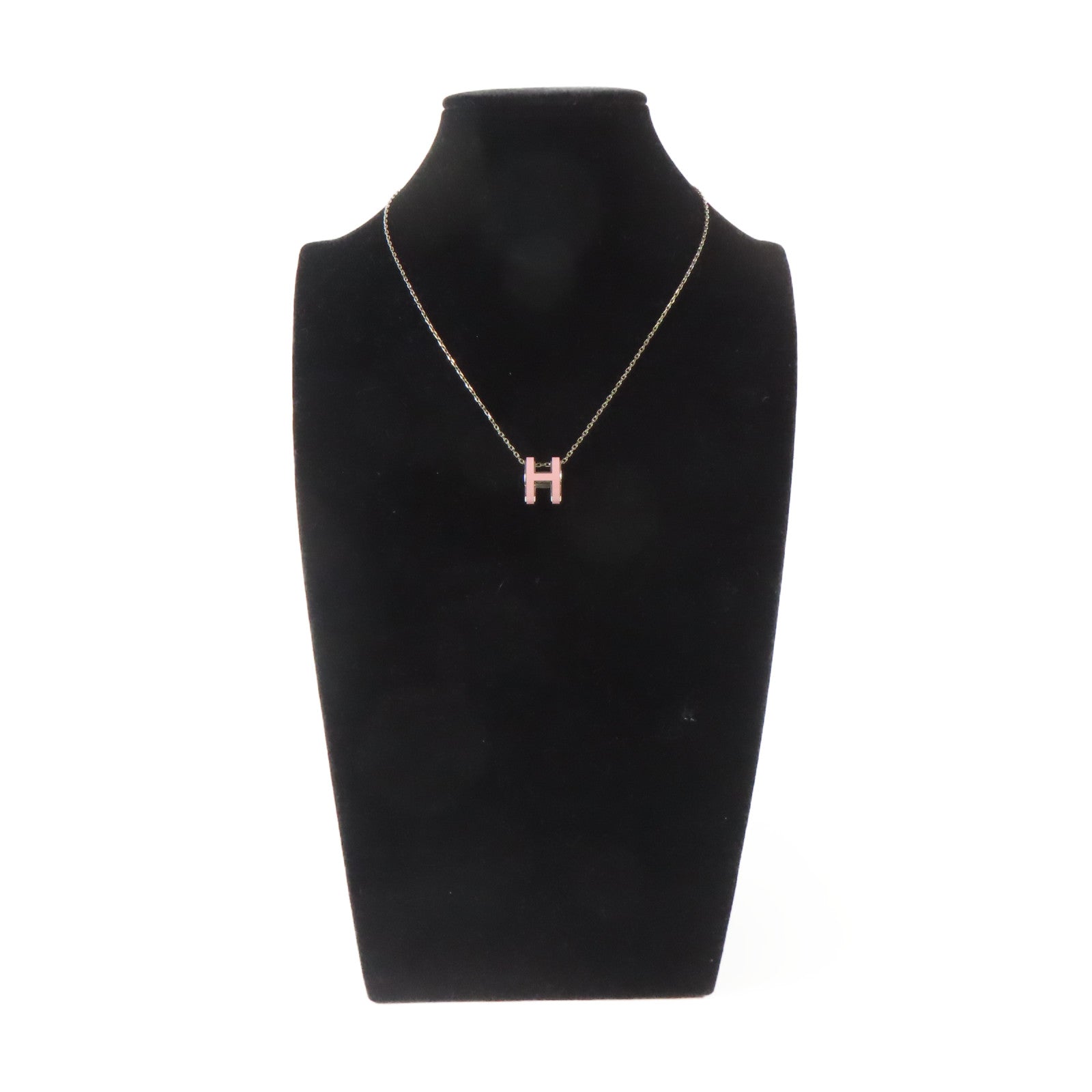 HERMES 金屬Pop H Nceklace Large項鍊櫻花粉色/銀色#40cm