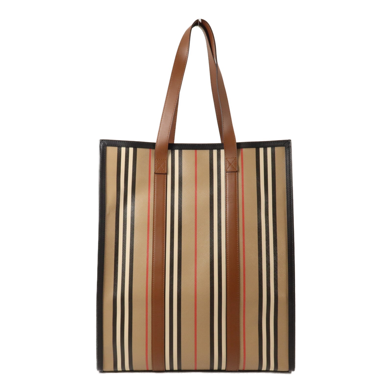BURBERRY 塗層帆布Icon Stripe手挽袋