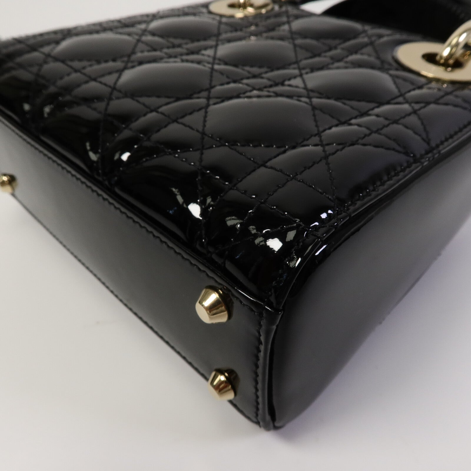 Dior 漆皮皮革Lady Dior Mini手挽肩背兩用袋
