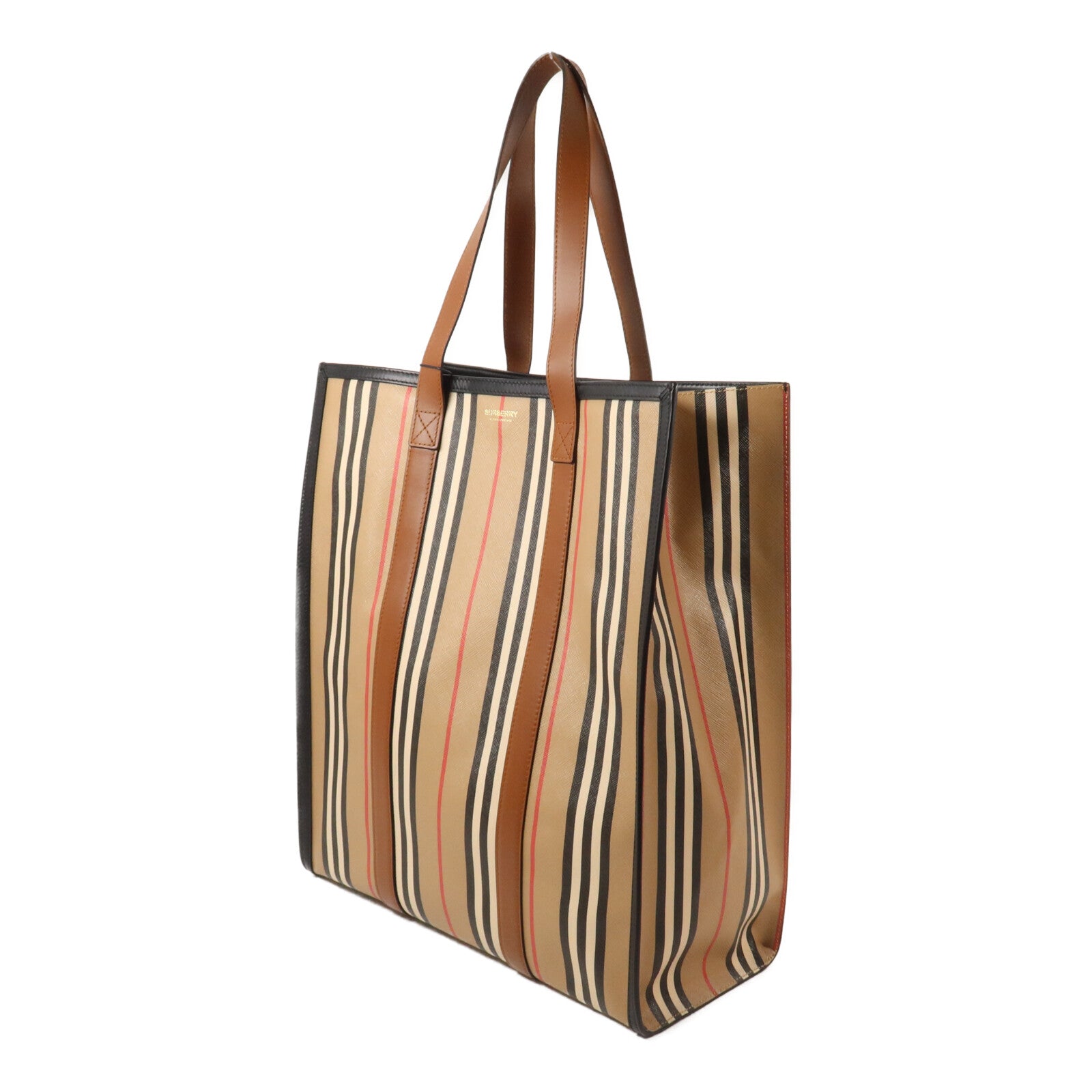 BURBERRY 塗層帆布Icon Stripe手挽袋