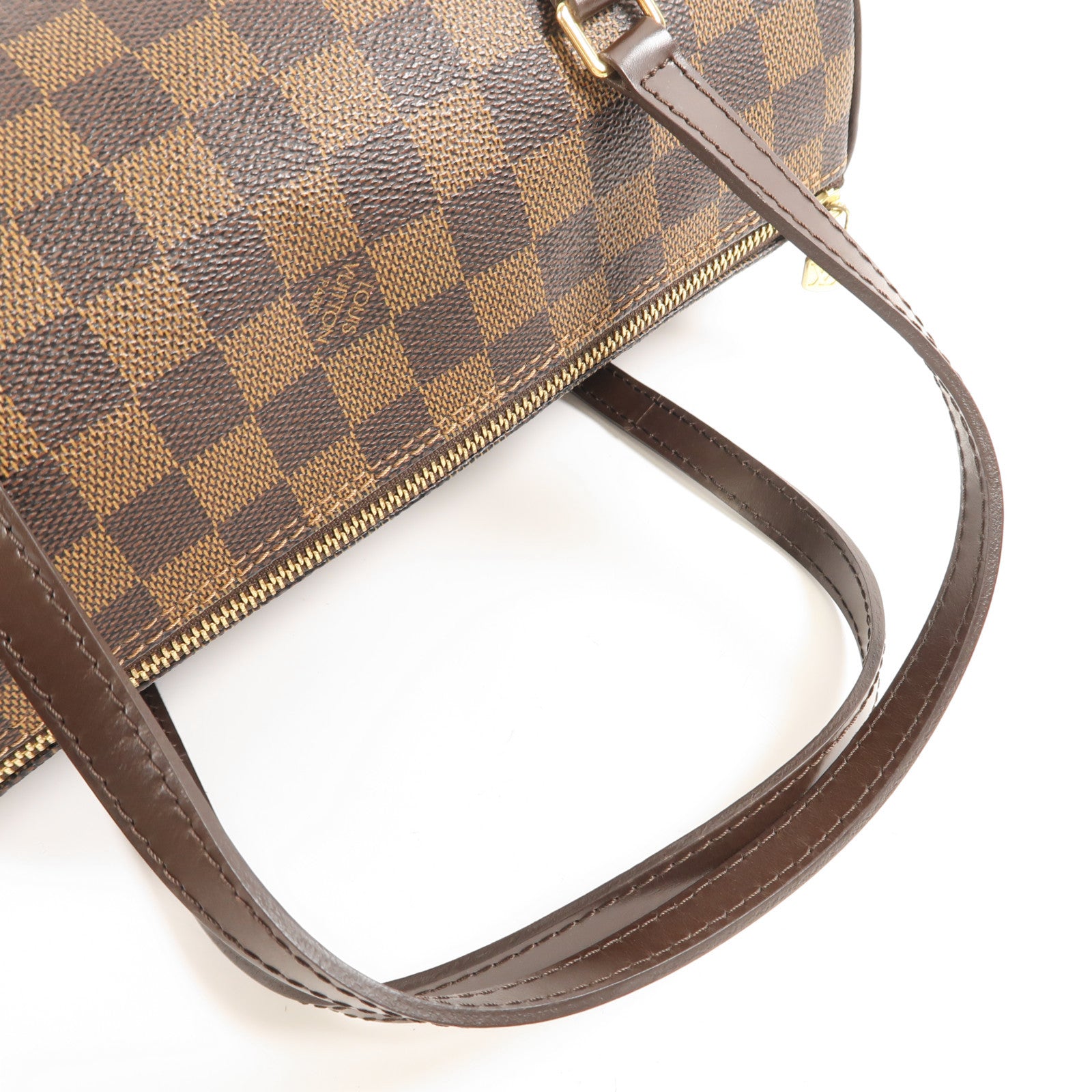 LOUIS VUITTON Damier Papillon PM金扣手挽袋
