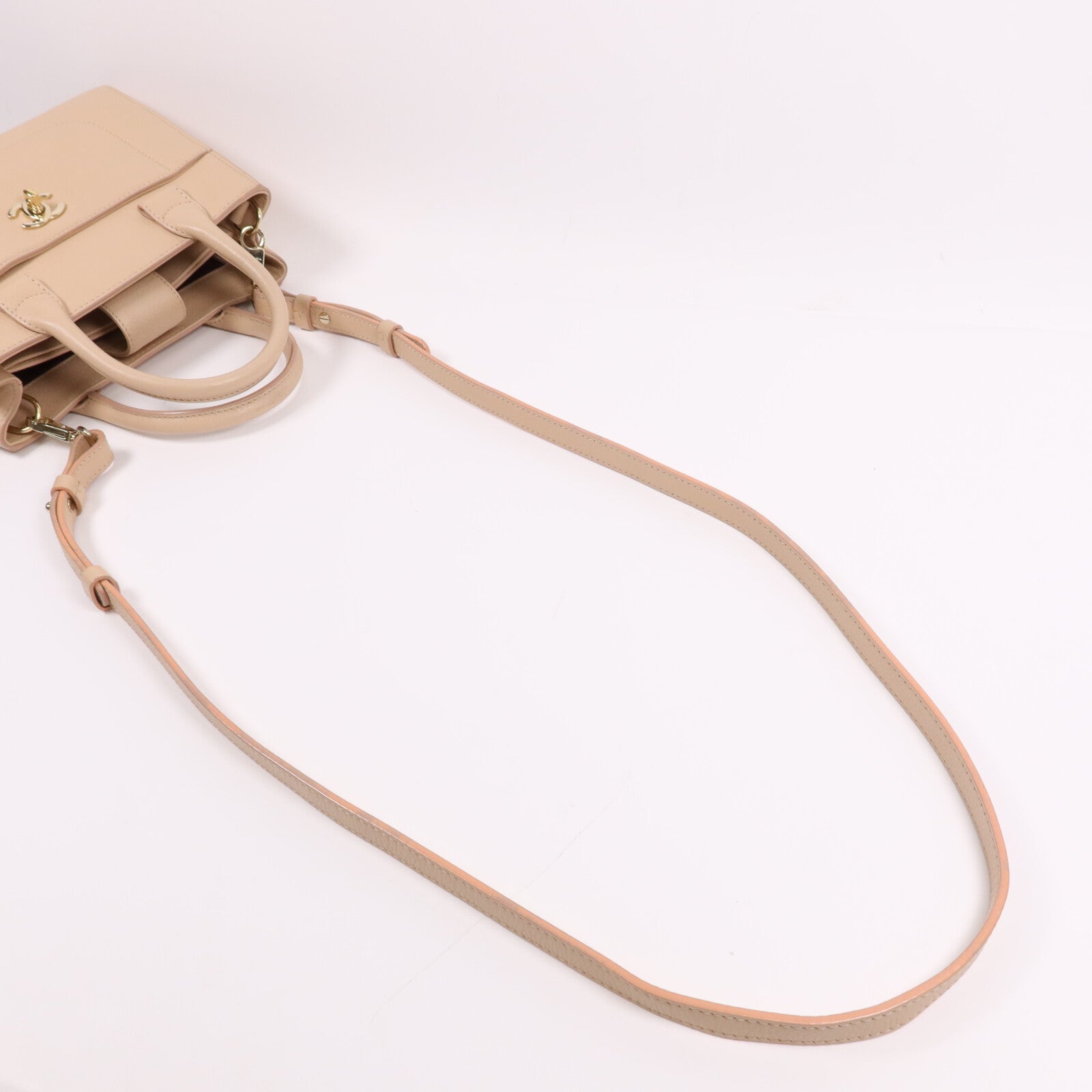 CHANEL 牛皮皮革2 Way Shoulder Bag金扣手挽肩背兩用袋