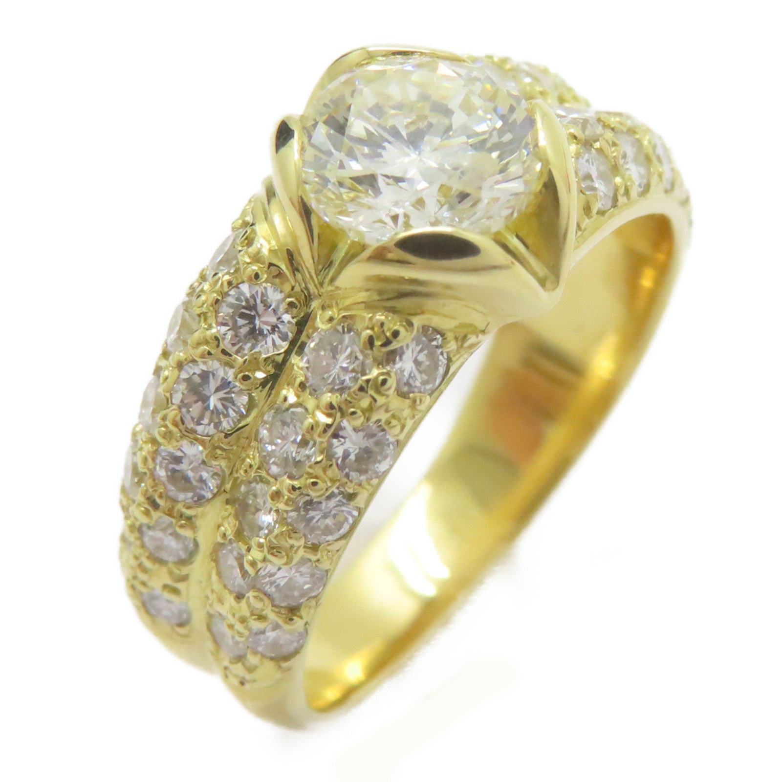 JEWELRY 18K黃金/1.069ct鑽石/1.01ct鑽石Diamond Ring戒指US#7