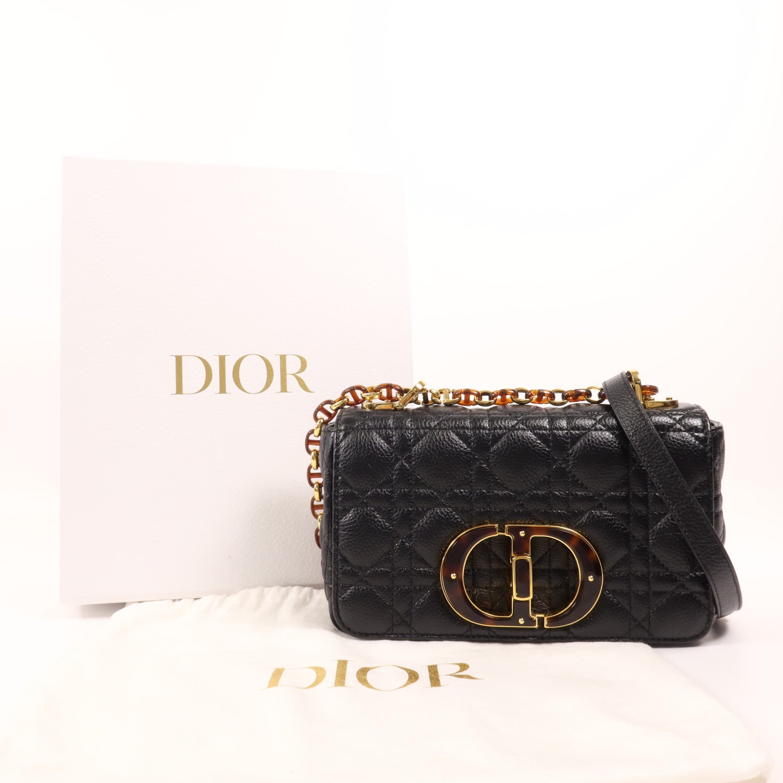 Dior 羊皮皮革Caro Small金扣肩背袋