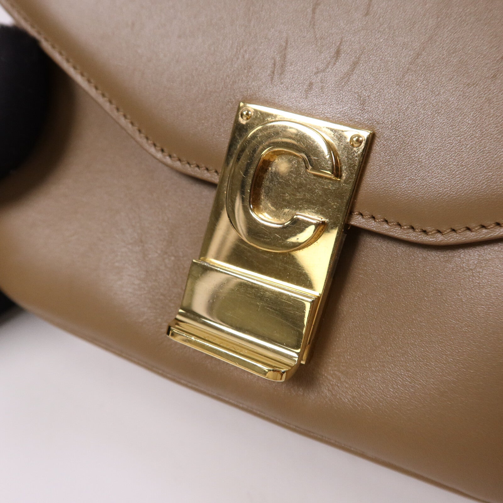 CELINE 【激減優惠】牛皮皮革Small C金扣鏈帶肩背袋