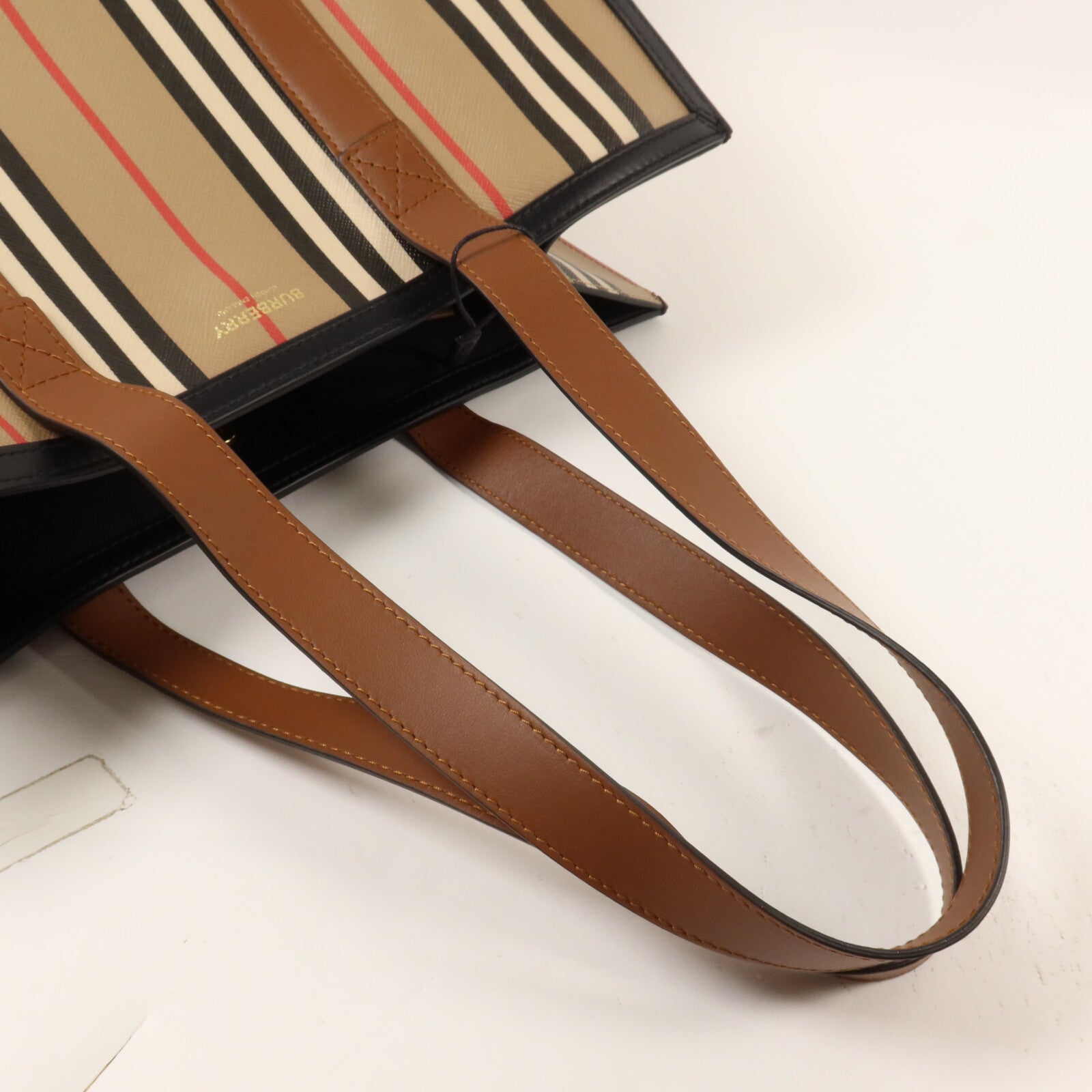 BURBERRY 塗層帆布Icon Stripe手挽袋