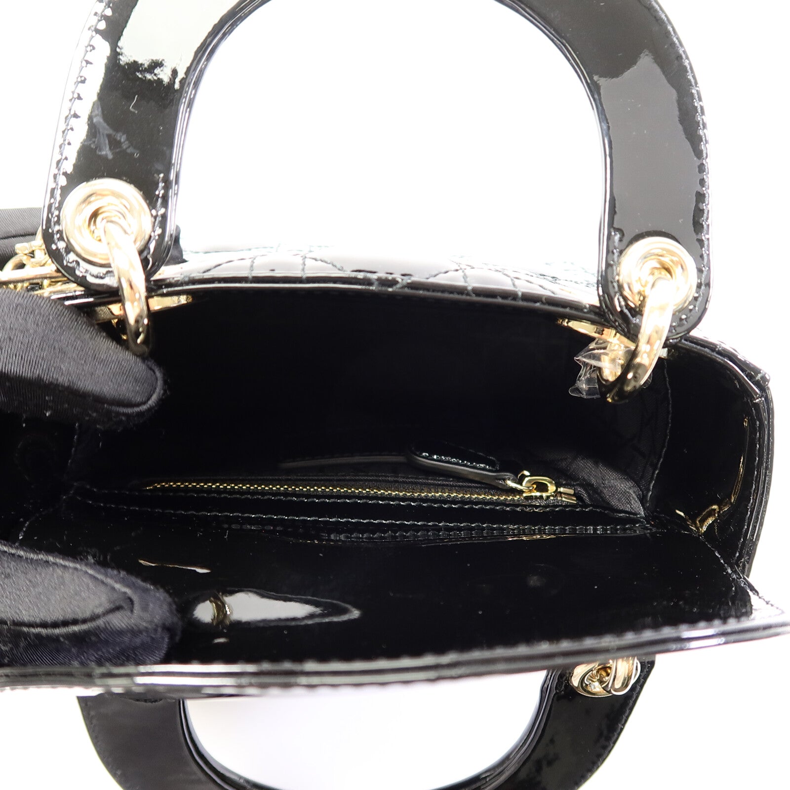 Dior 漆皮皮革Lady Dior Mini手挽肩背兩用袋