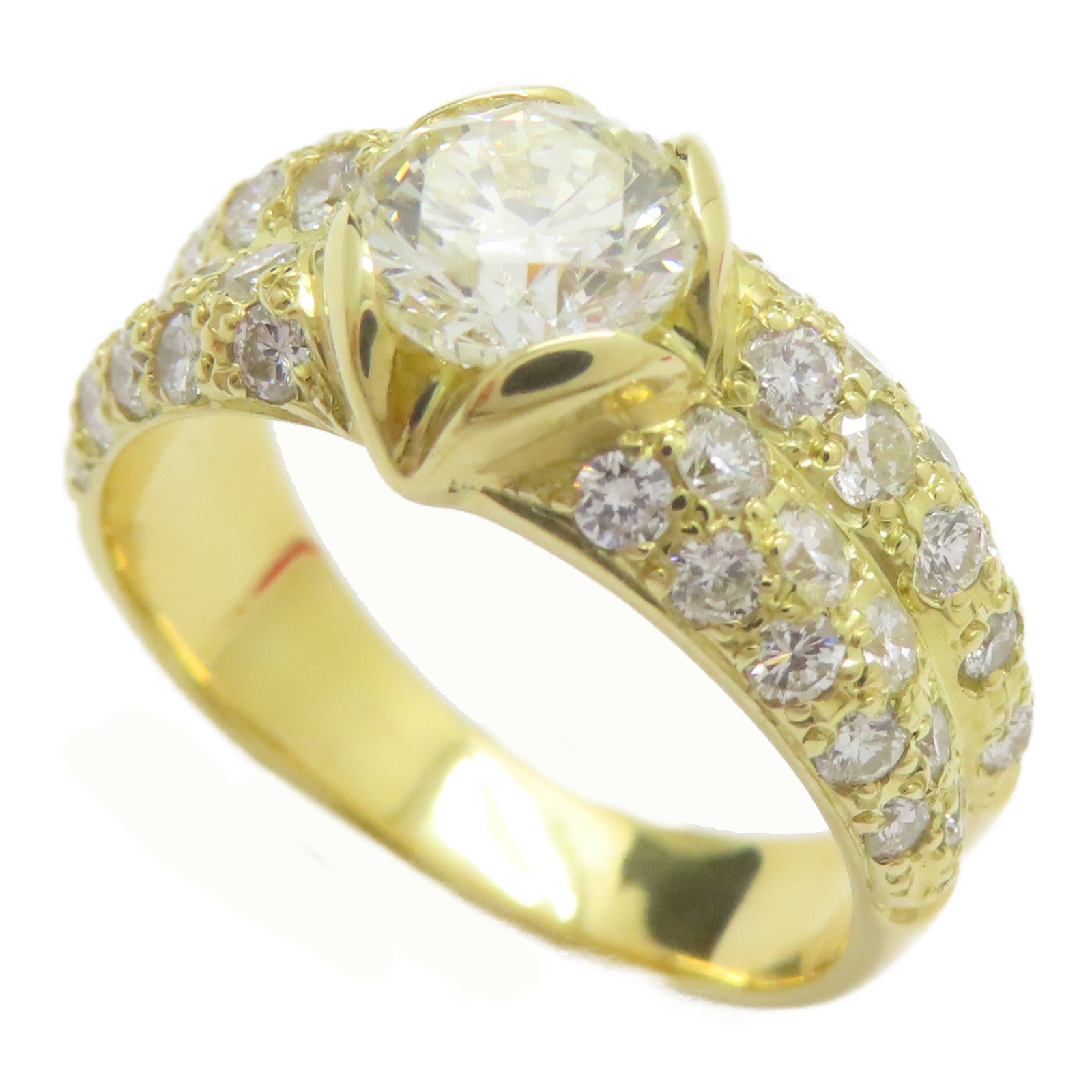 JEWELRY 18K黃金/1.069ct鑽石/1.01ct鑽石Diamond Ring戒指US#7