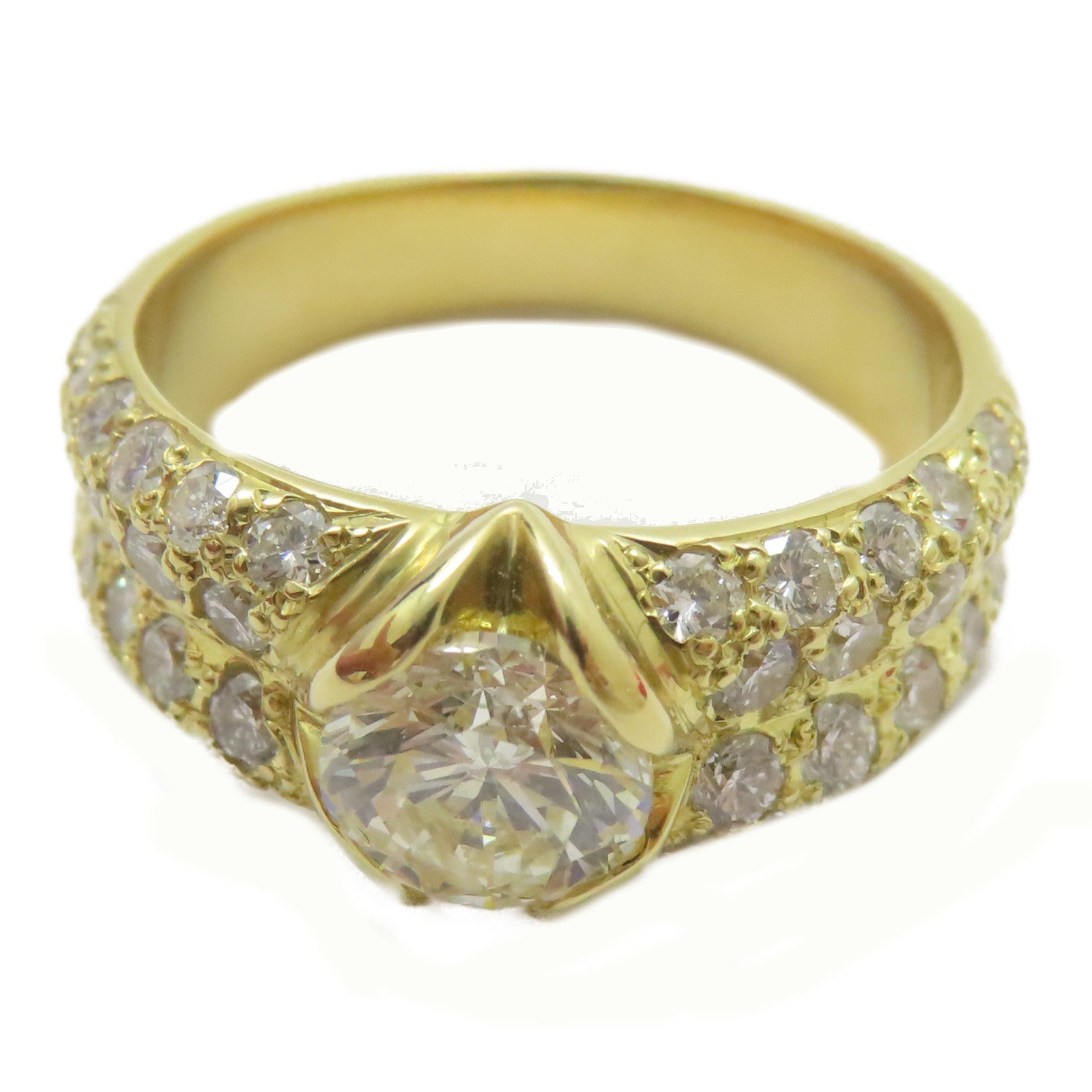 JEWELRY 18K黃金/1.069ct鑽石/1.01ct鑽石Diamond Ring戒指US#7