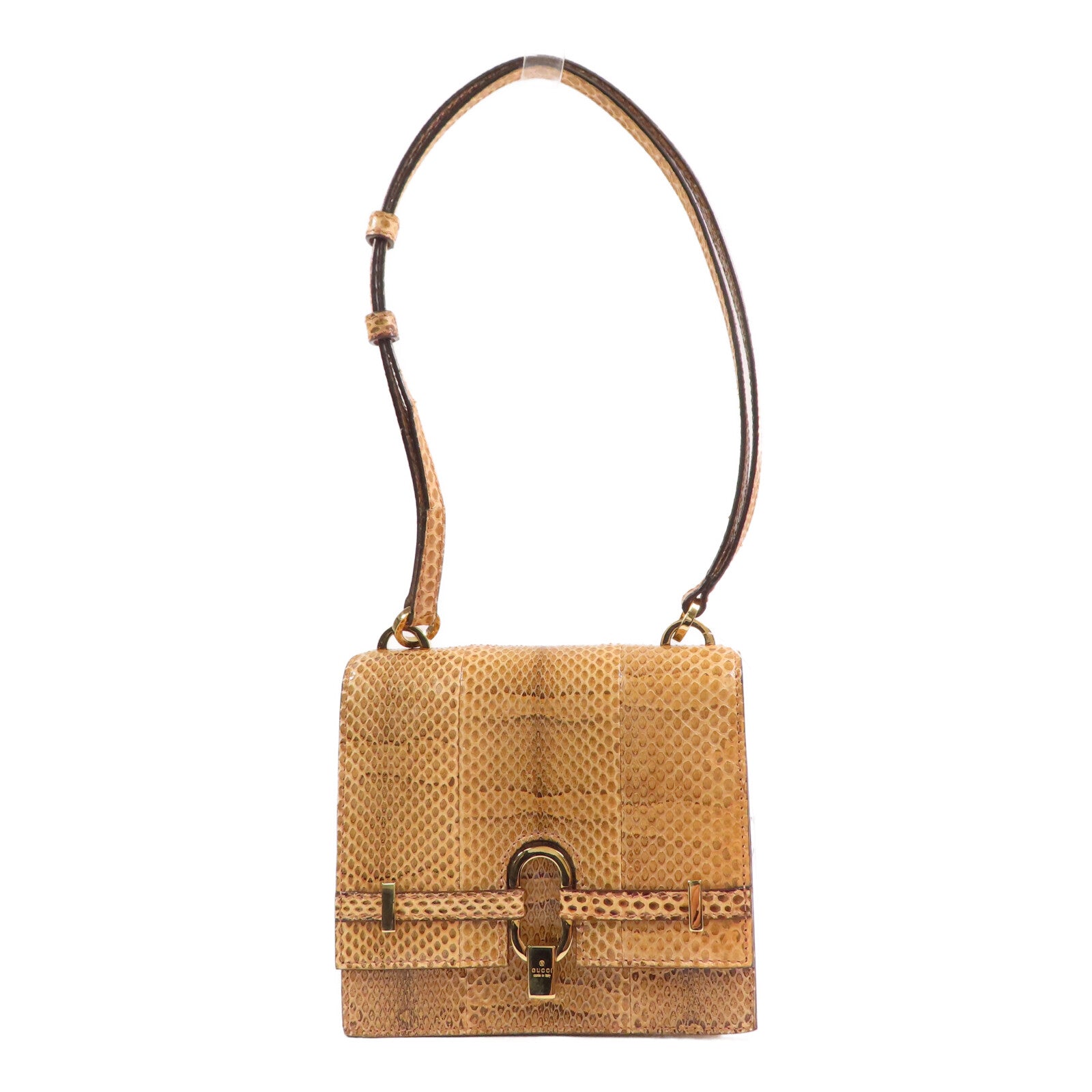 GUCCI 【激減優惠】蛇皮皮革Hand Bag金扣手挽袋