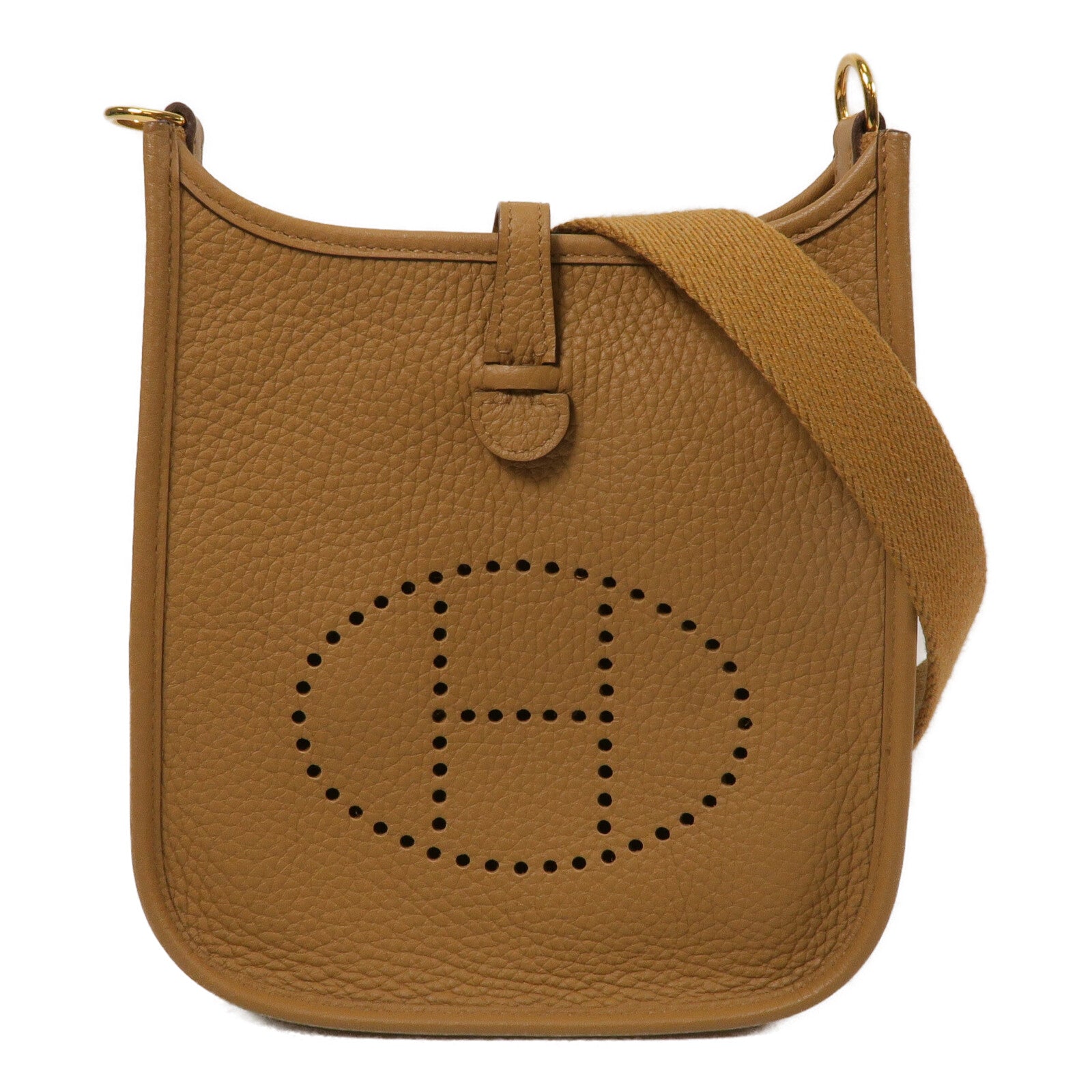 HERMES Clemence皮革Evelyne TPM肩背袋Biscuit