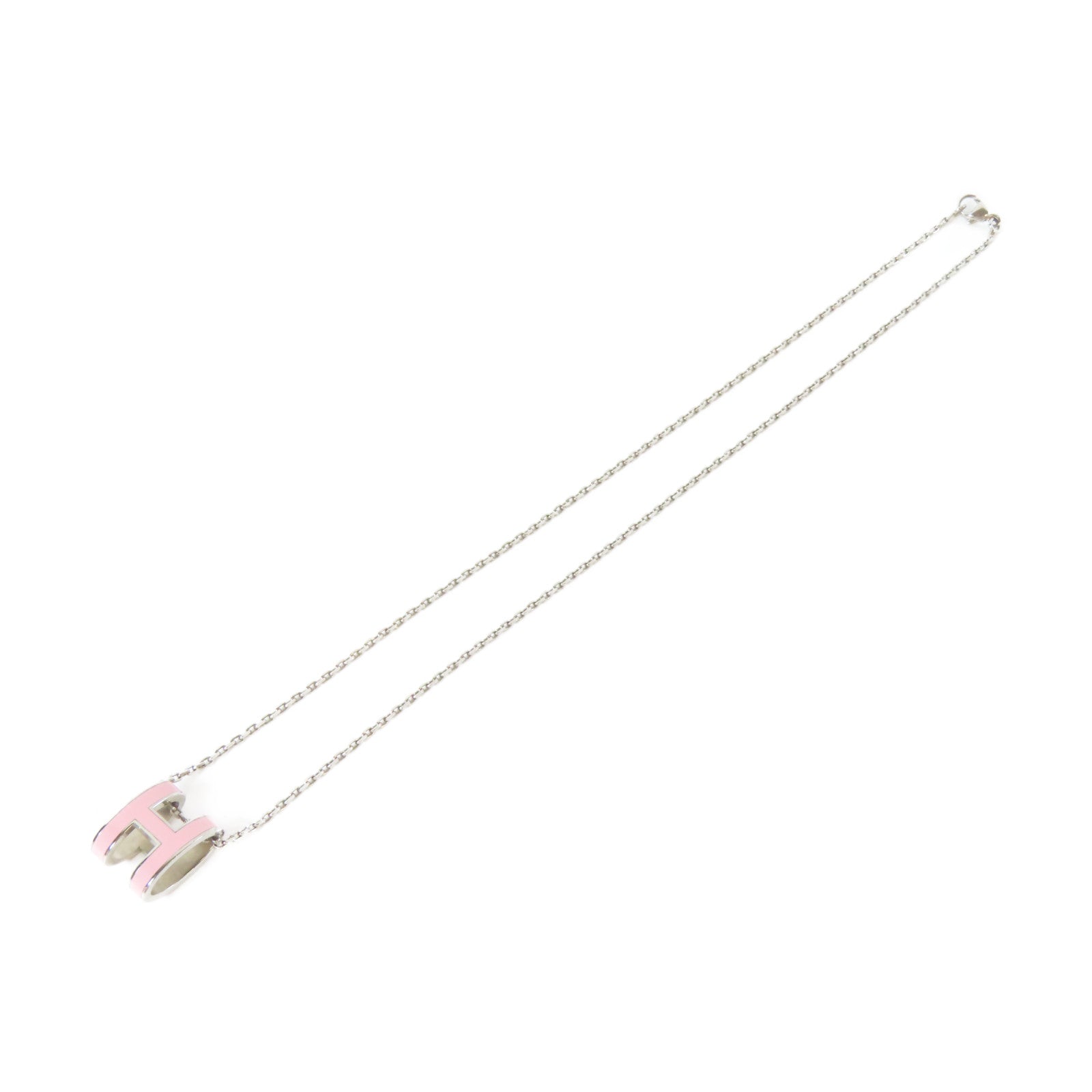 HERMES 金屬Pop H Nceklace Large項鍊櫻花粉色/銀色#40cm
