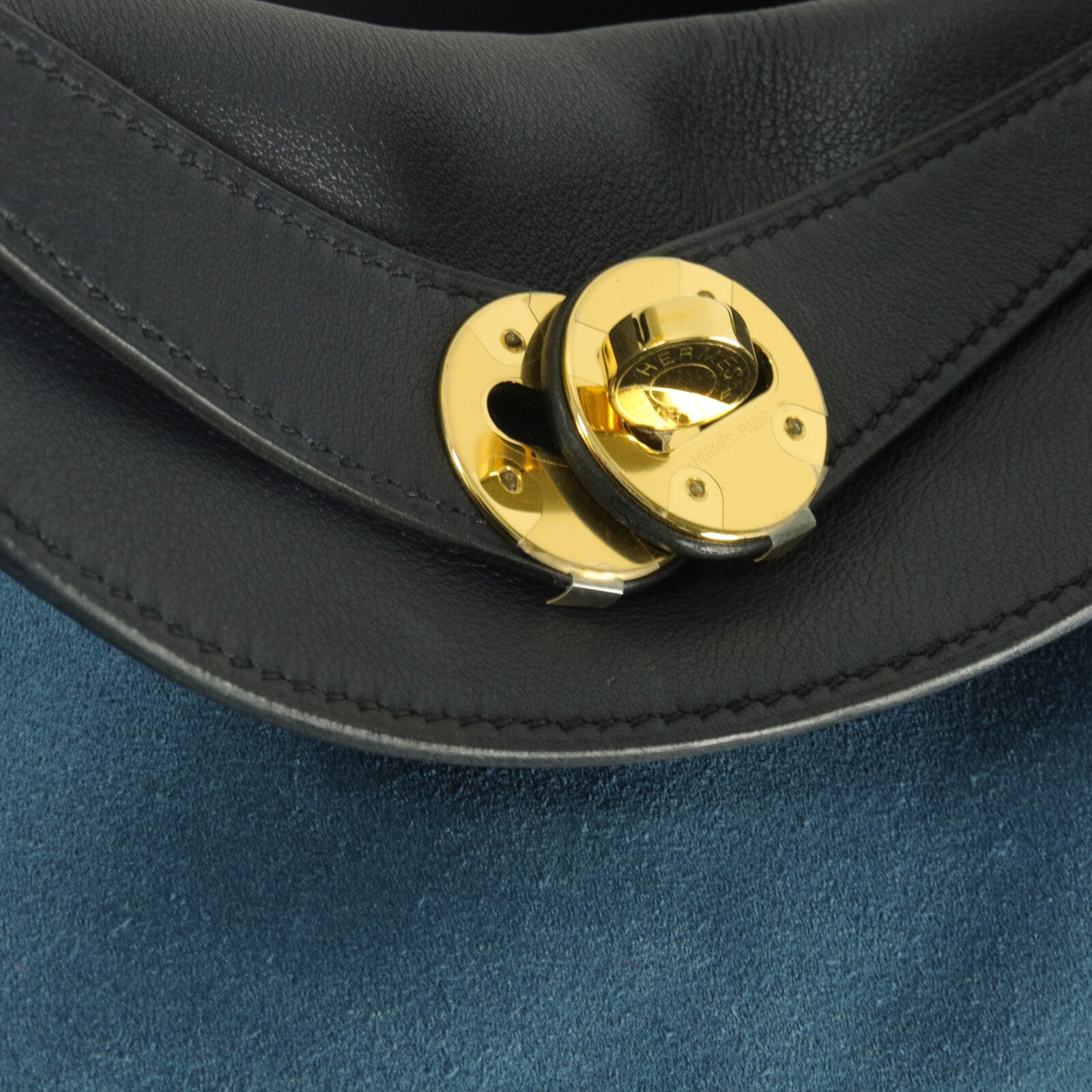 HERMES Suede皮革Lindy 30手挽肩背兩用袋Bleu Nuit