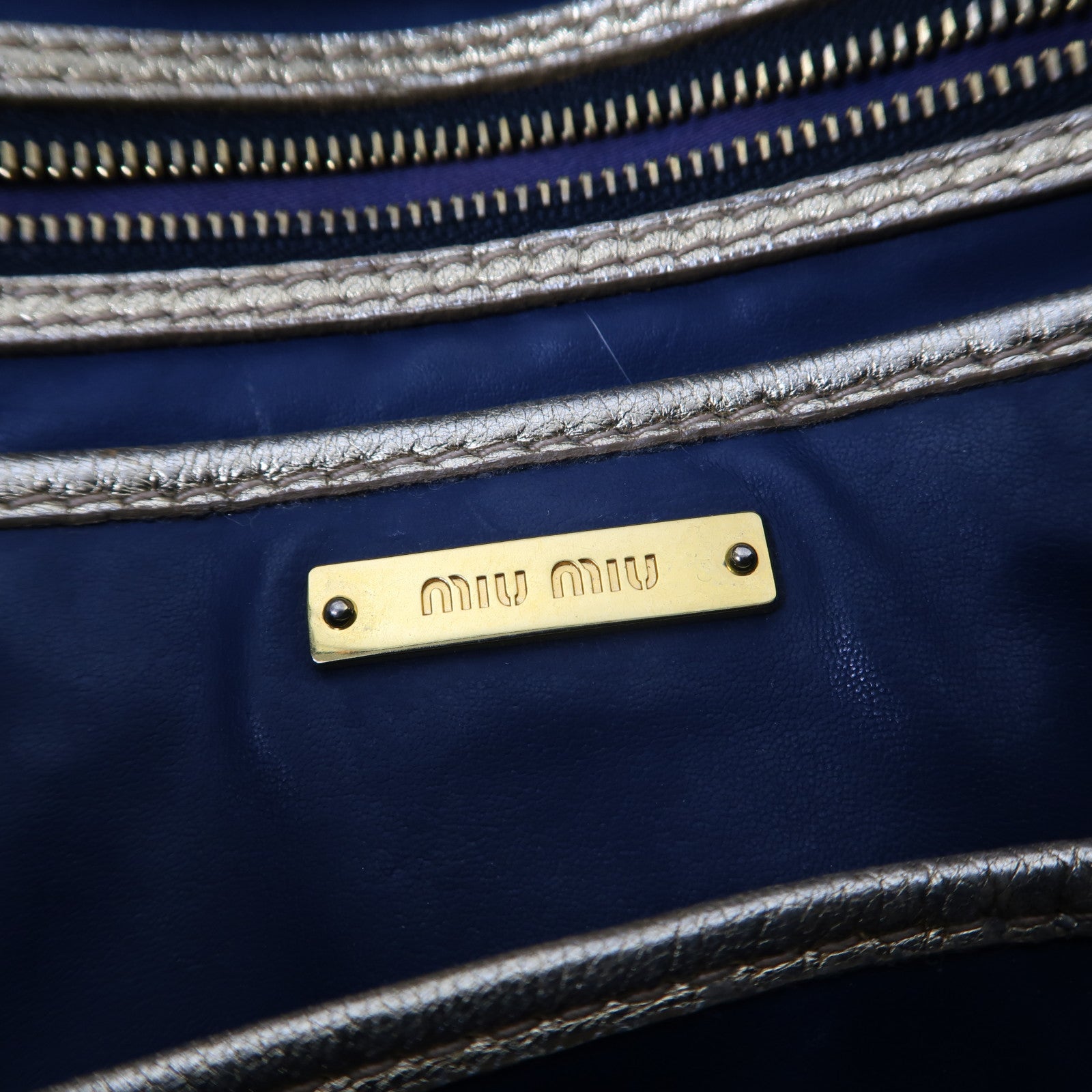 Miu Miu 牛仔布Shoulder Bag金扣手挽肩背兩用袋藍色