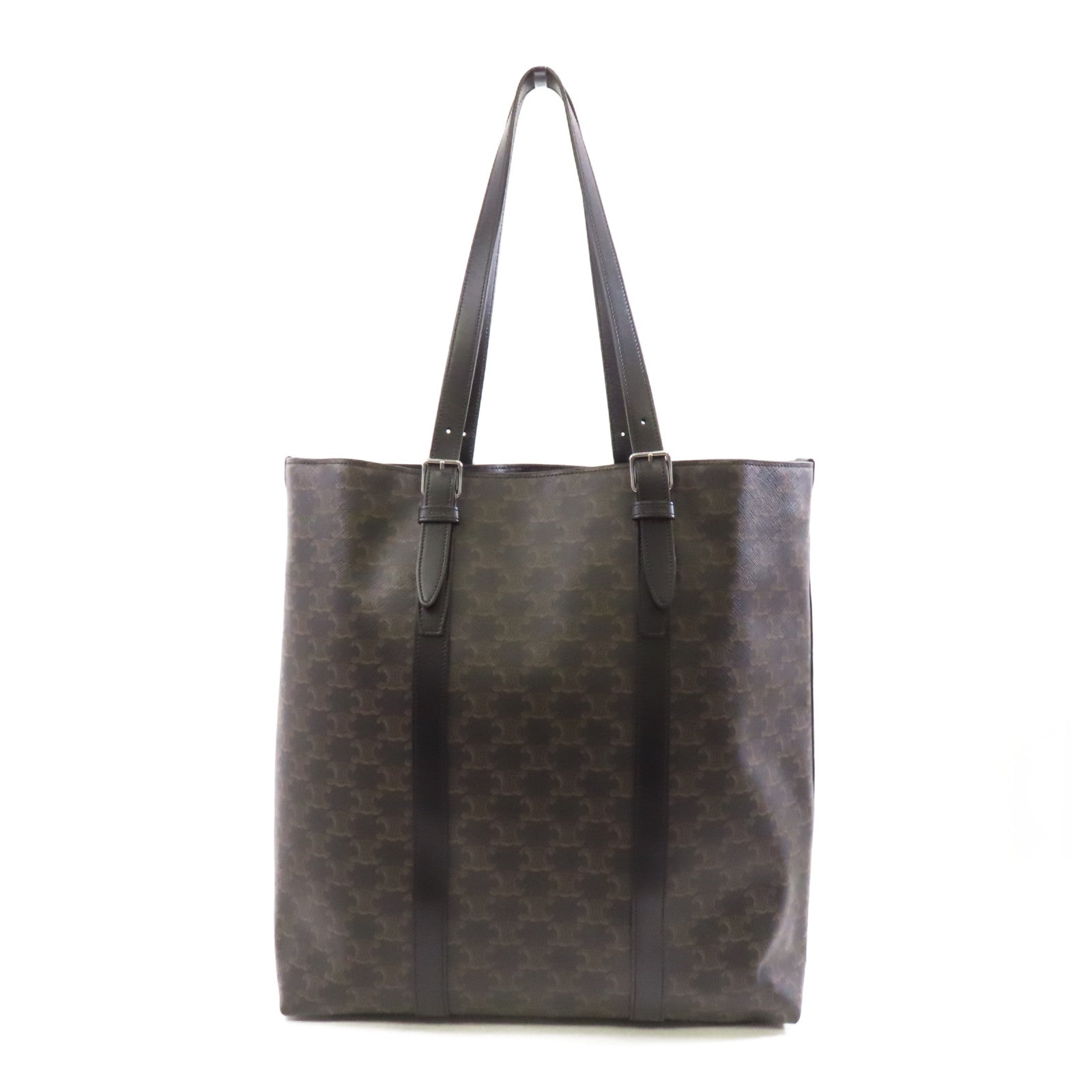 CELINE 【激減優惠】塗層帆布/皮革Shoulder Tote銀扣肩背袋/手挽袋黑色/啡色