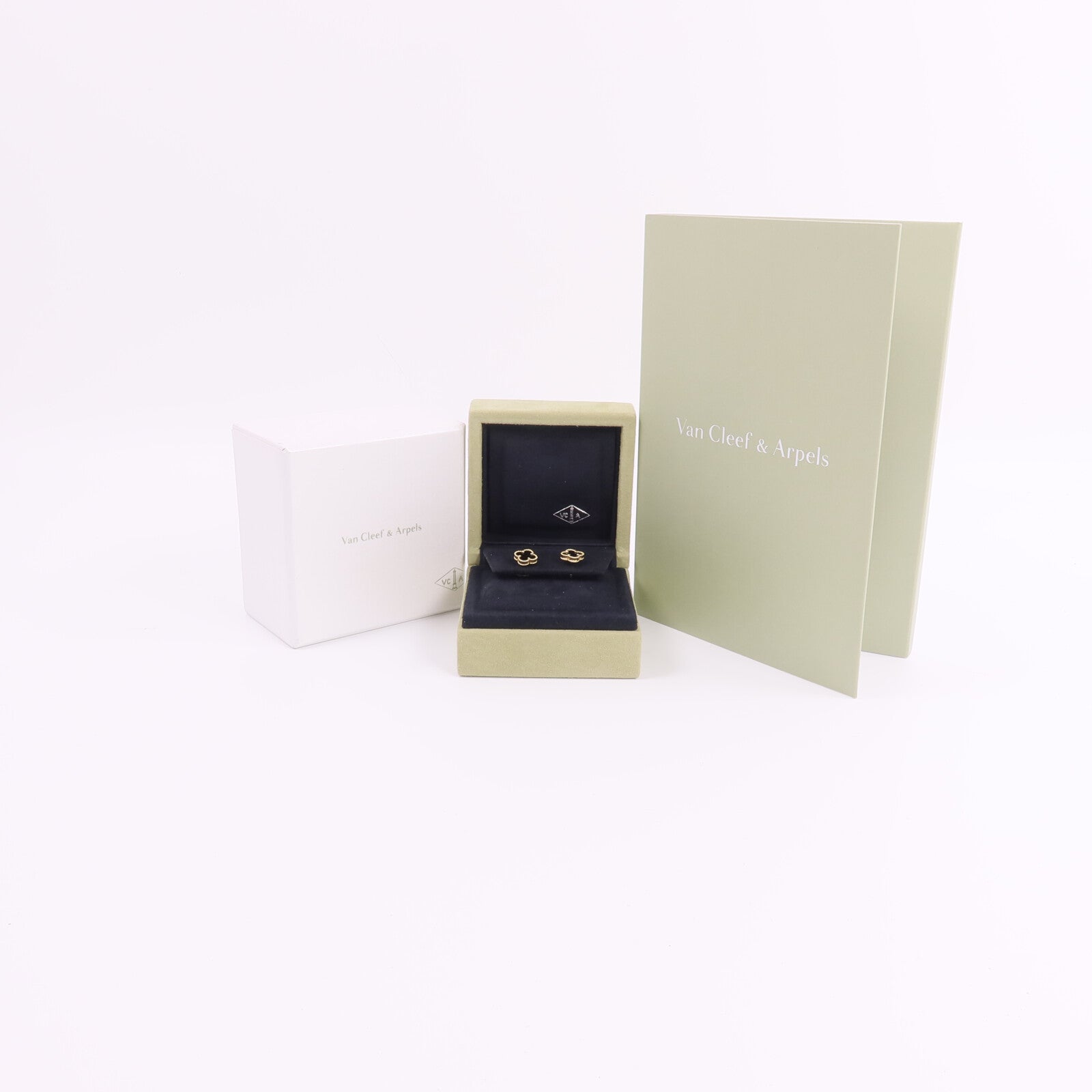 Van Cleef & Arpels 18K黃金Sweet Alhambra Earstuds縞瑪瑙耳環