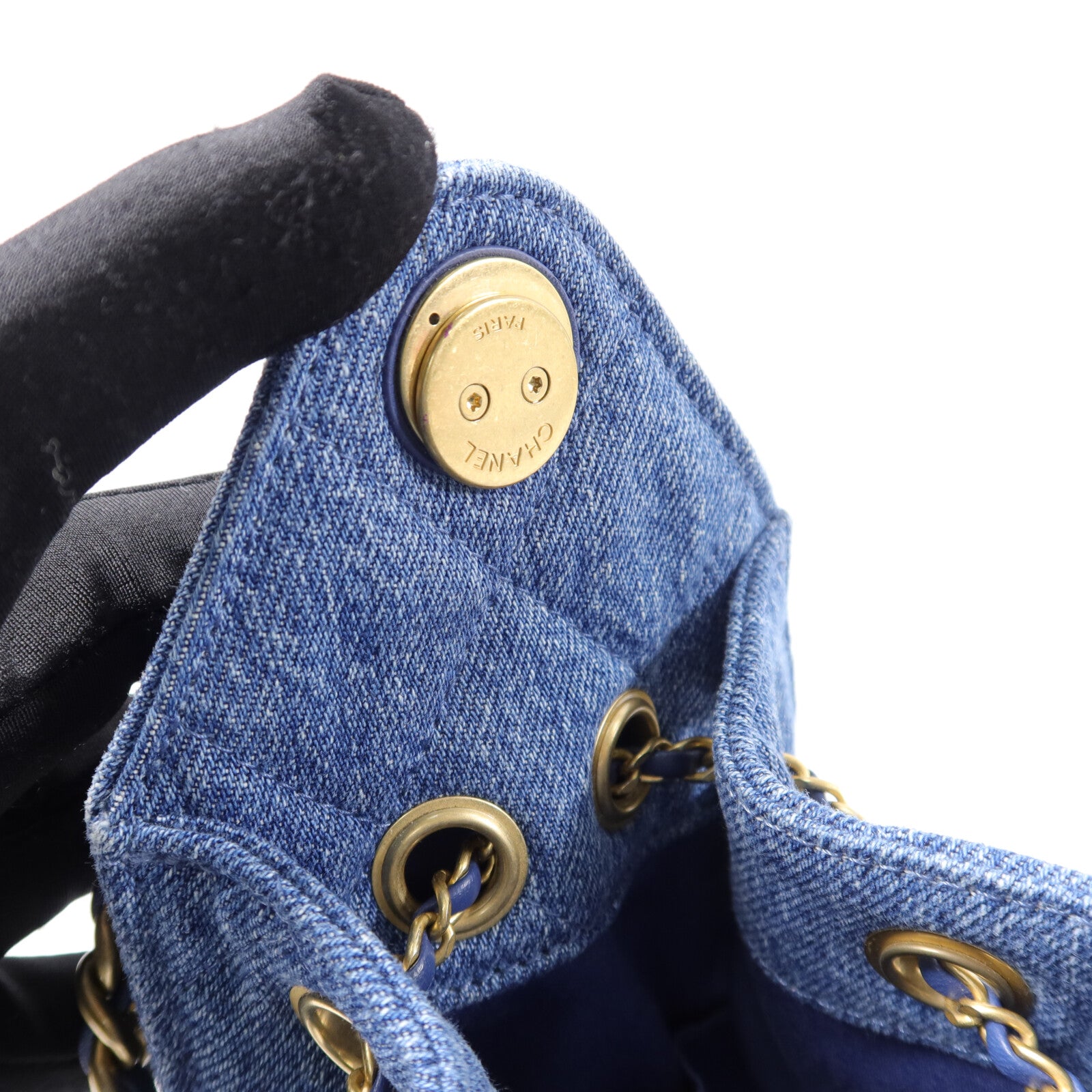 CHANEL 牛仔布Chanel 25 Mini鏈帶肩背袋