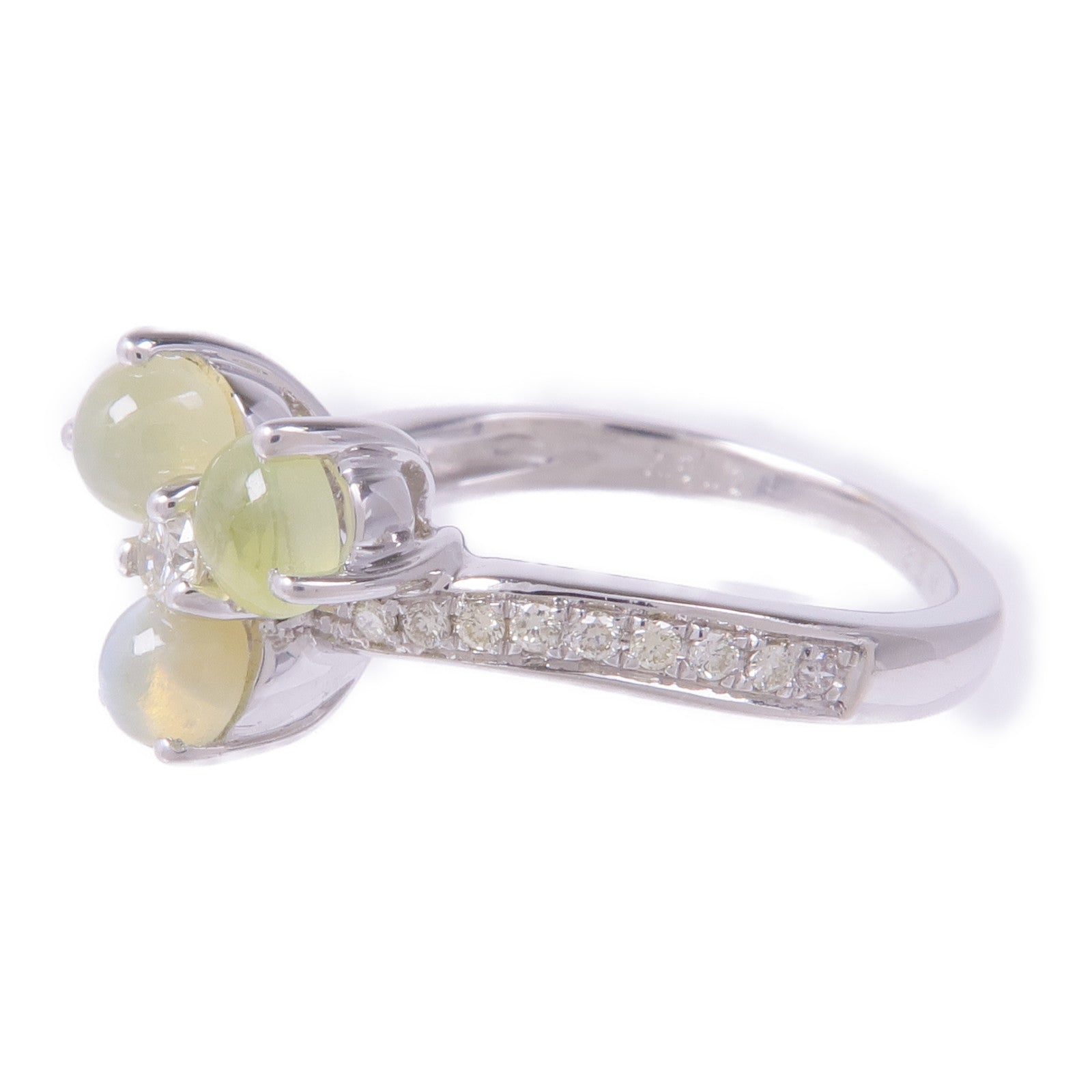 JEWELRY 【激減優惠】18K白金Cat's Eye Diamond Ring貓眼石/鑽石戒指US#6