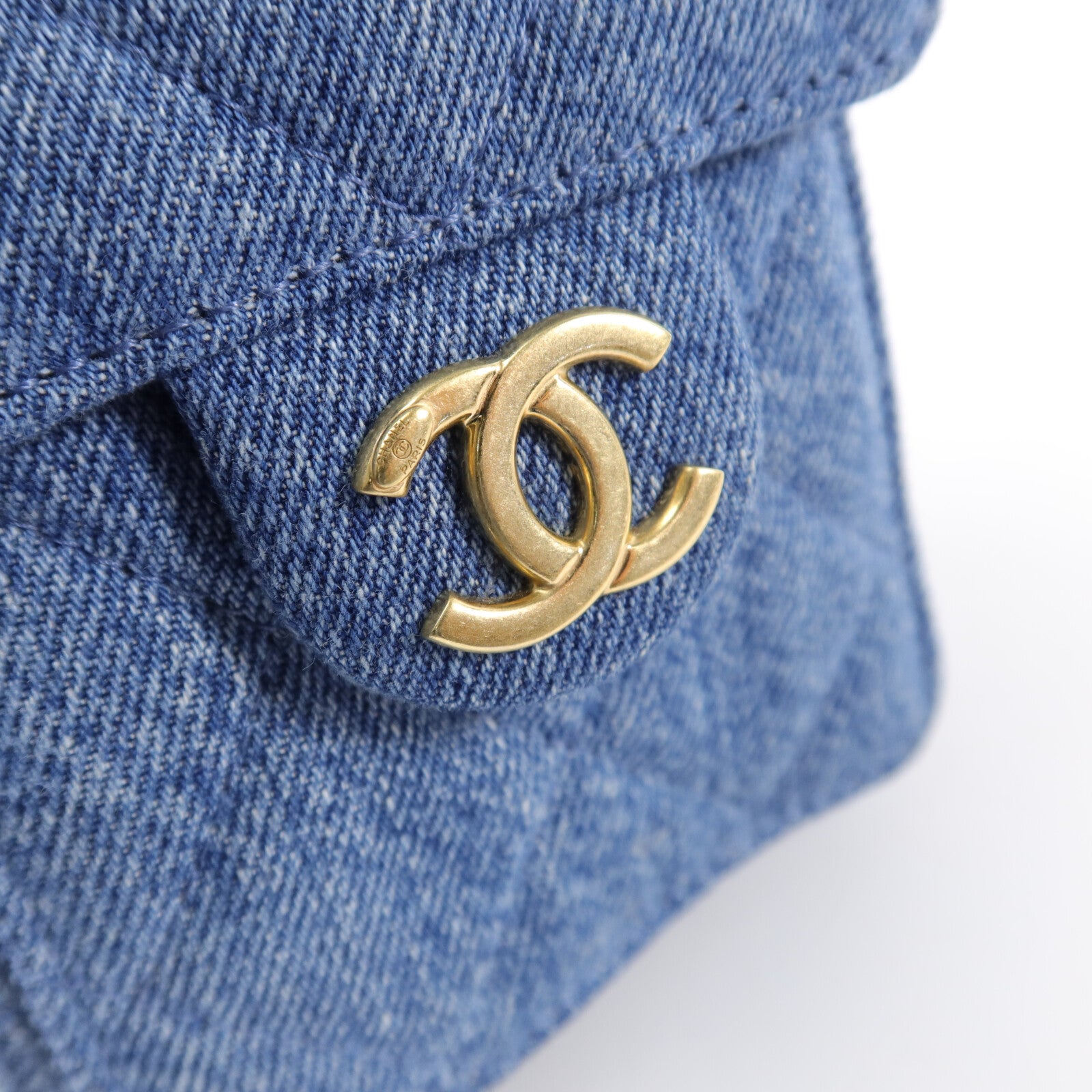 CHANEL 牛仔布Chanel 25 Mini鏈帶肩背袋
