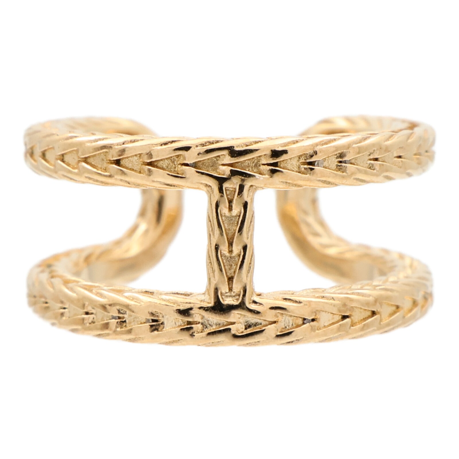 HERMES 18K黃金Chaine d'ancre Danae Ring戒指Hermes#51/US#5.75