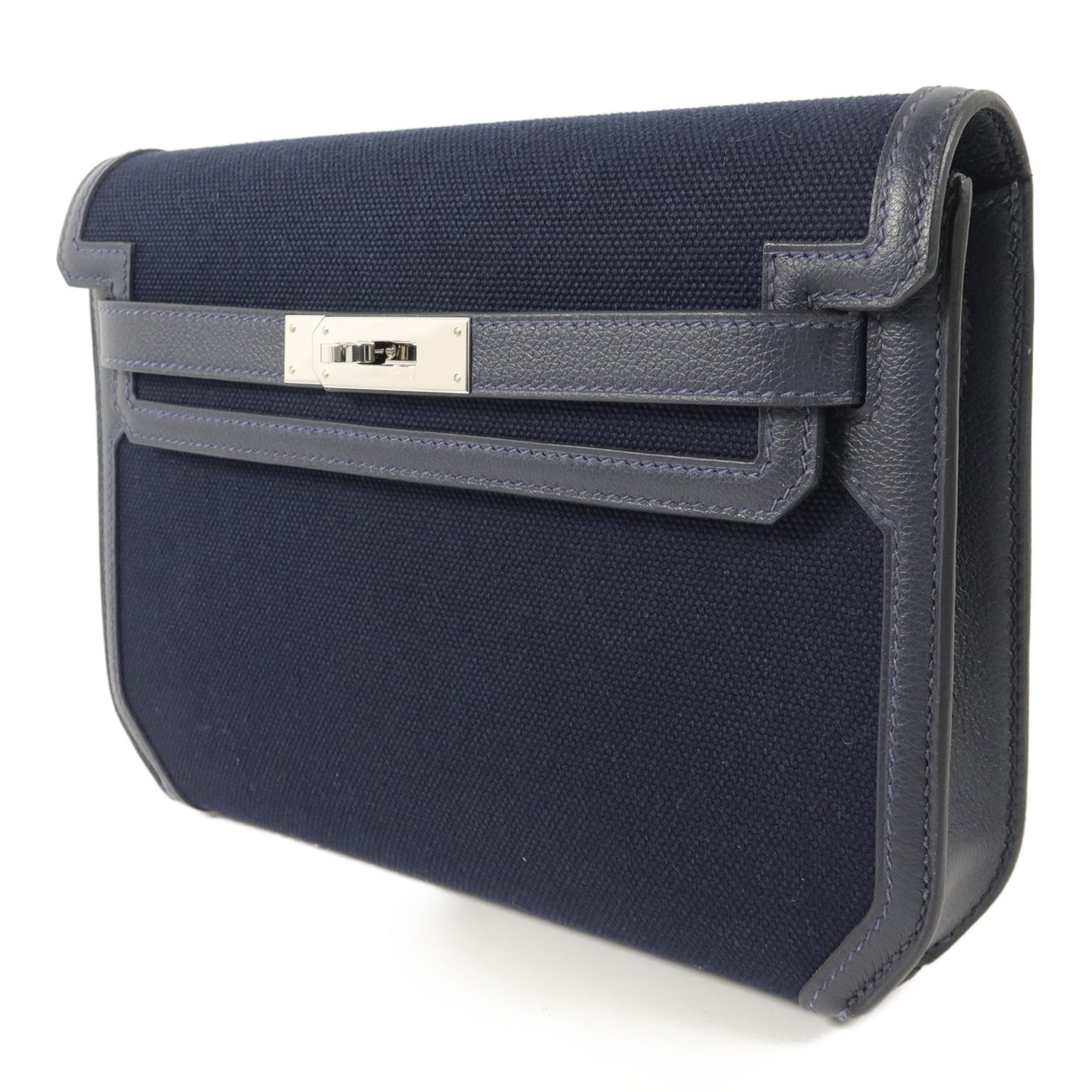 HERMES Woolycot/Togo皮革Kelly Depeches 25手拿包Navy