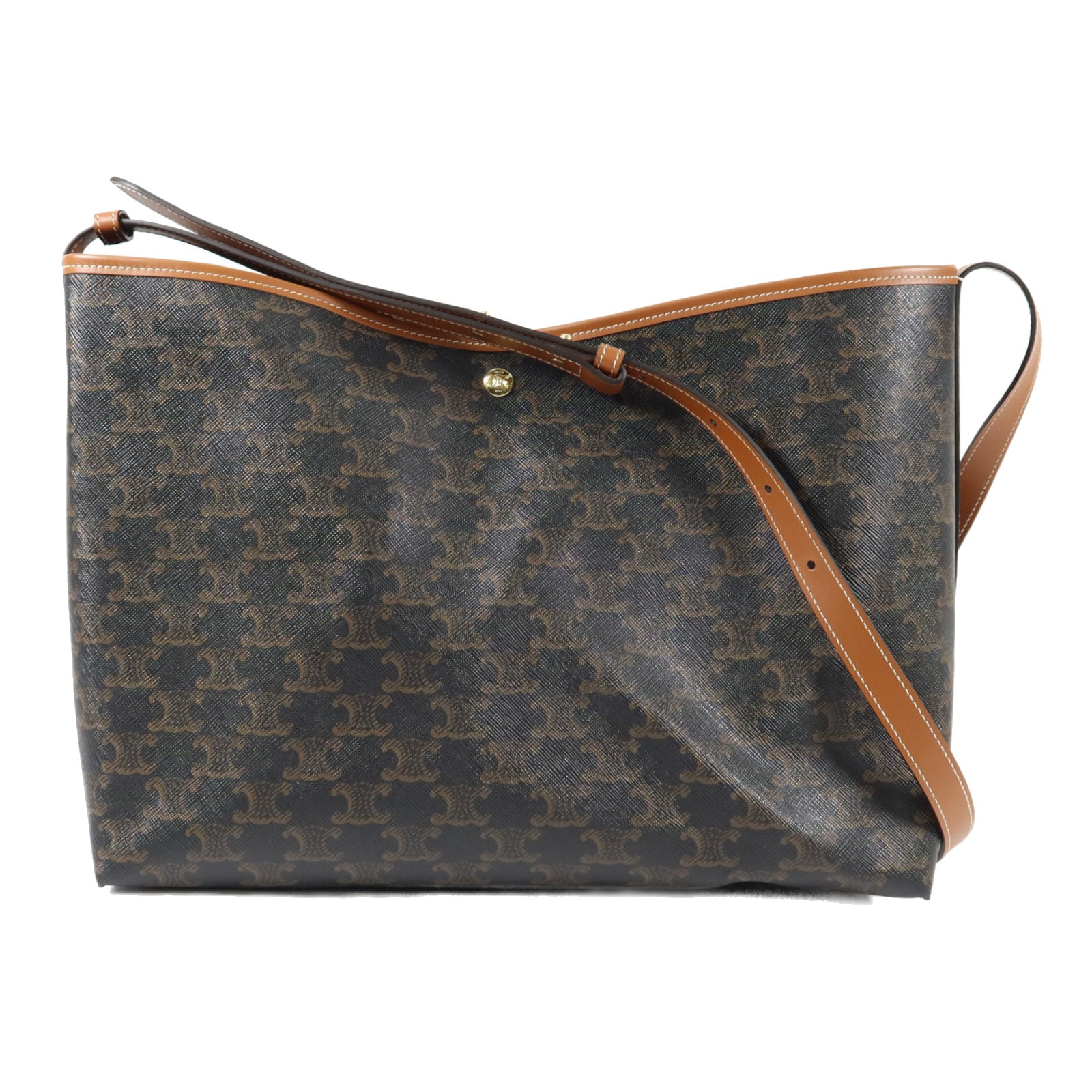 CELINE 塗層帆布/牛皮皮革Soft Shopper肩背袋