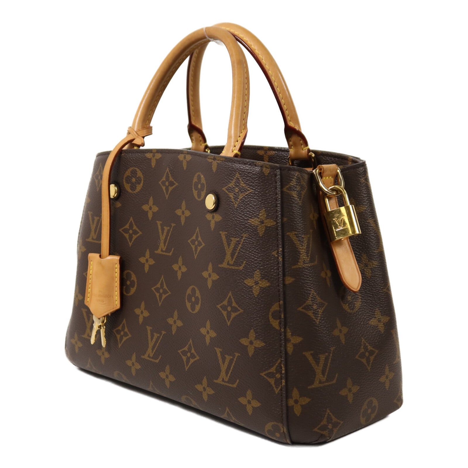 LOUIS VUITTON Monogram Montaigne BB金扣手挽肩背兩用袋棕色