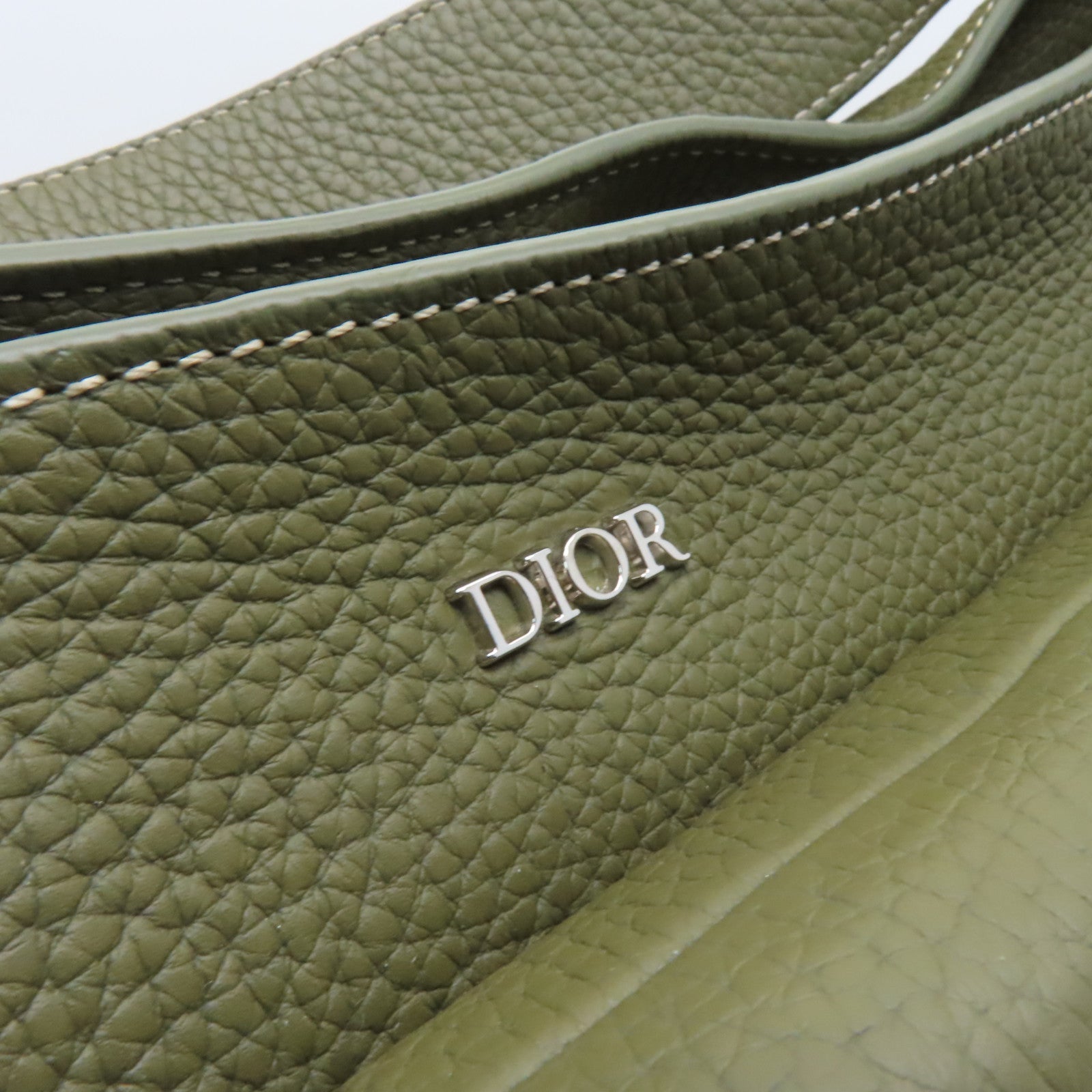 Dior 【激減優惠】牛皮皮革2way Shoulder Bag銀扣手挽肩背兩用袋卡其色